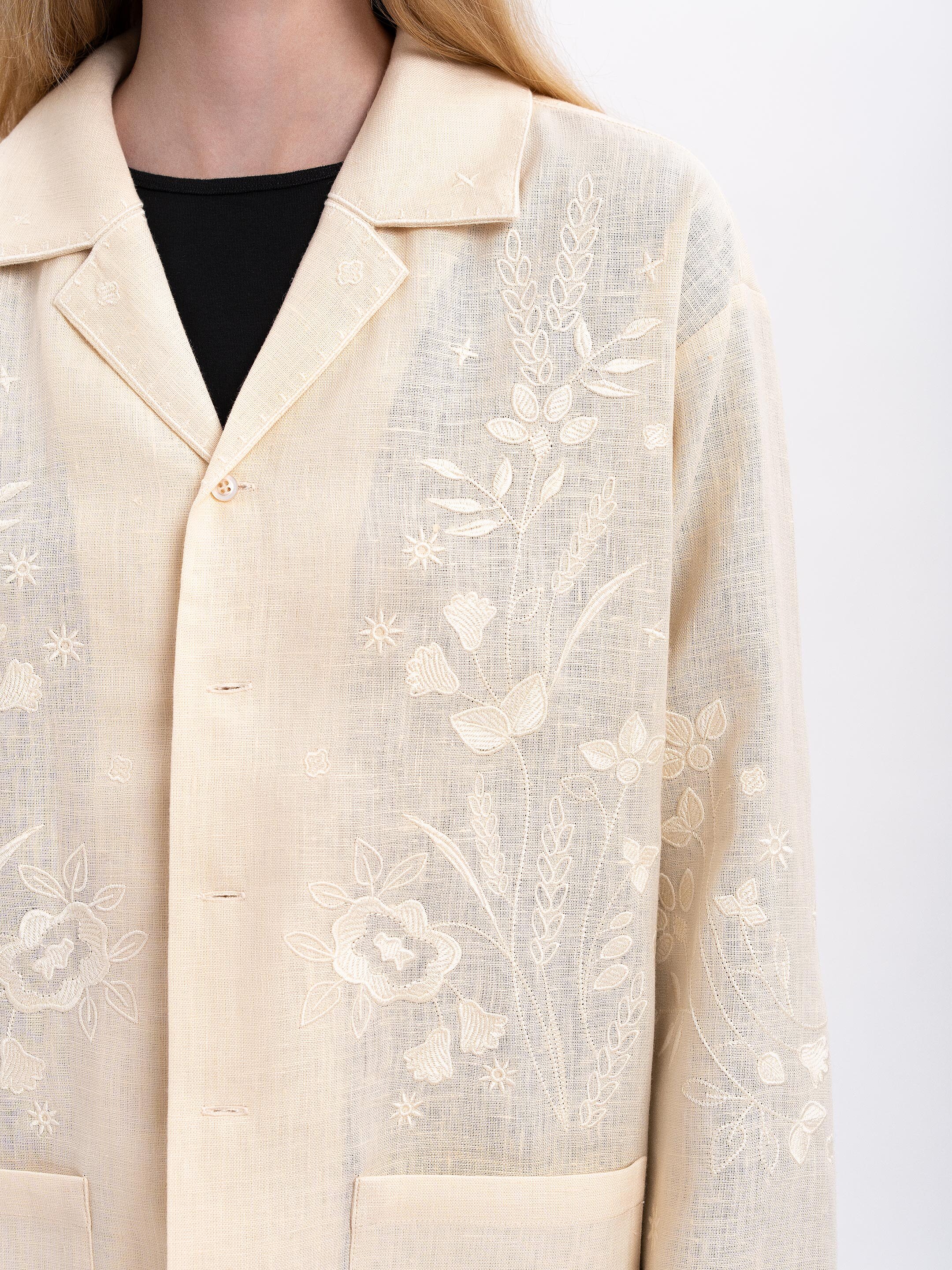 Cream-colored shirt with matching embroidery "Burkun" cheap