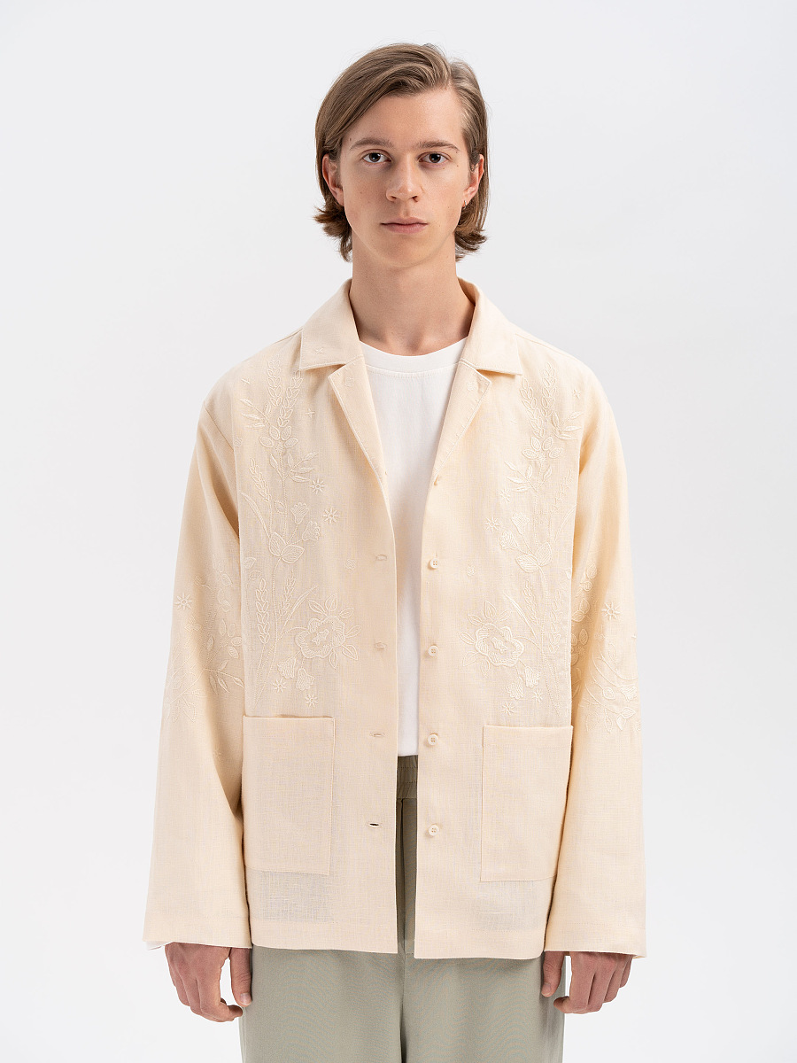 Cream-colored shirt with matching embroidery "Burkun" [0]