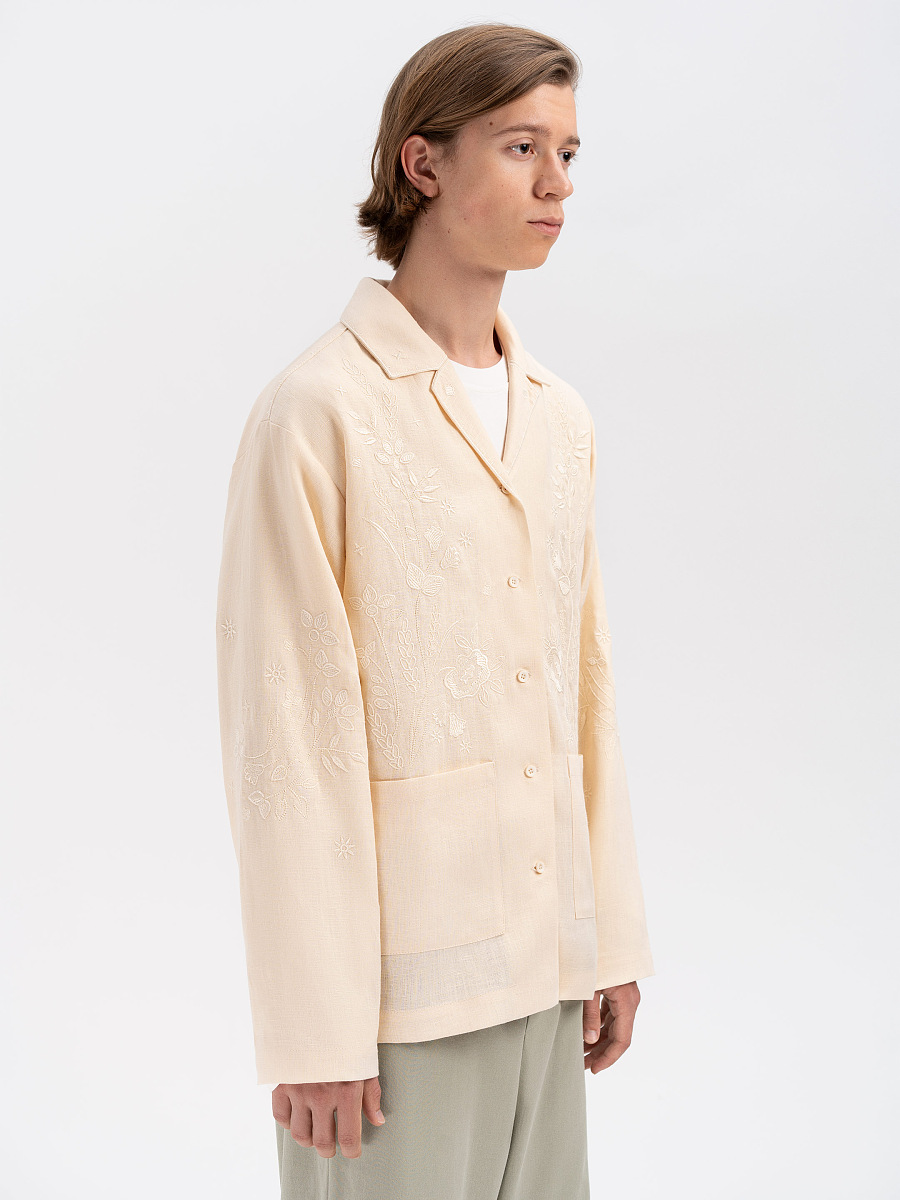 Cream-colored shirt with matching embroidery "Burkun" [0]