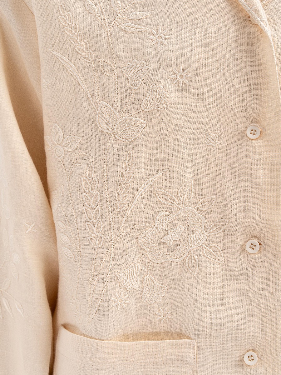 Cream-colored shirt with matching embroidery "Burkun" [0]