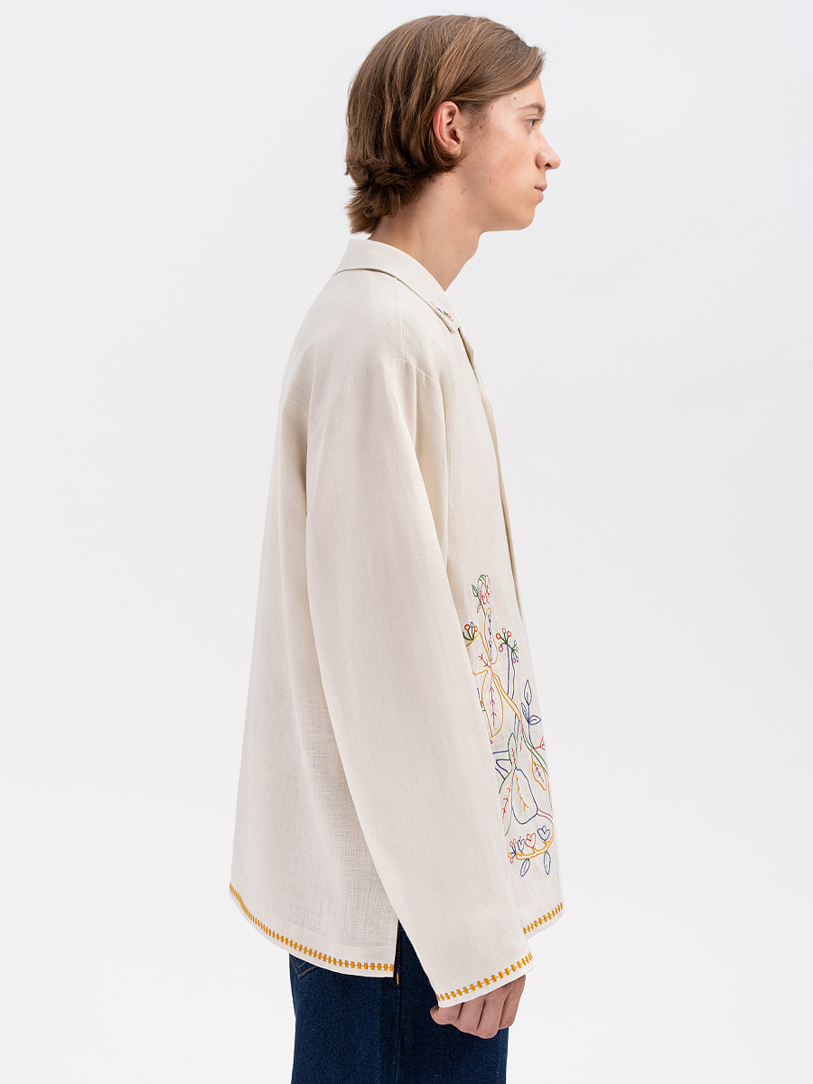 Light shirt with colored embroidery "Hlid" [0]