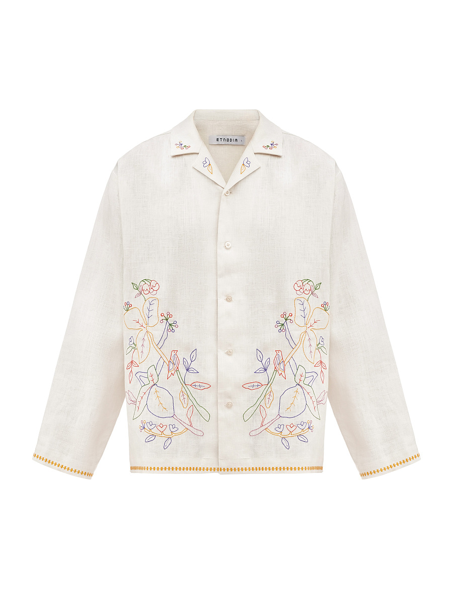 Light shirt with colored embroidery "Hlid" [0]