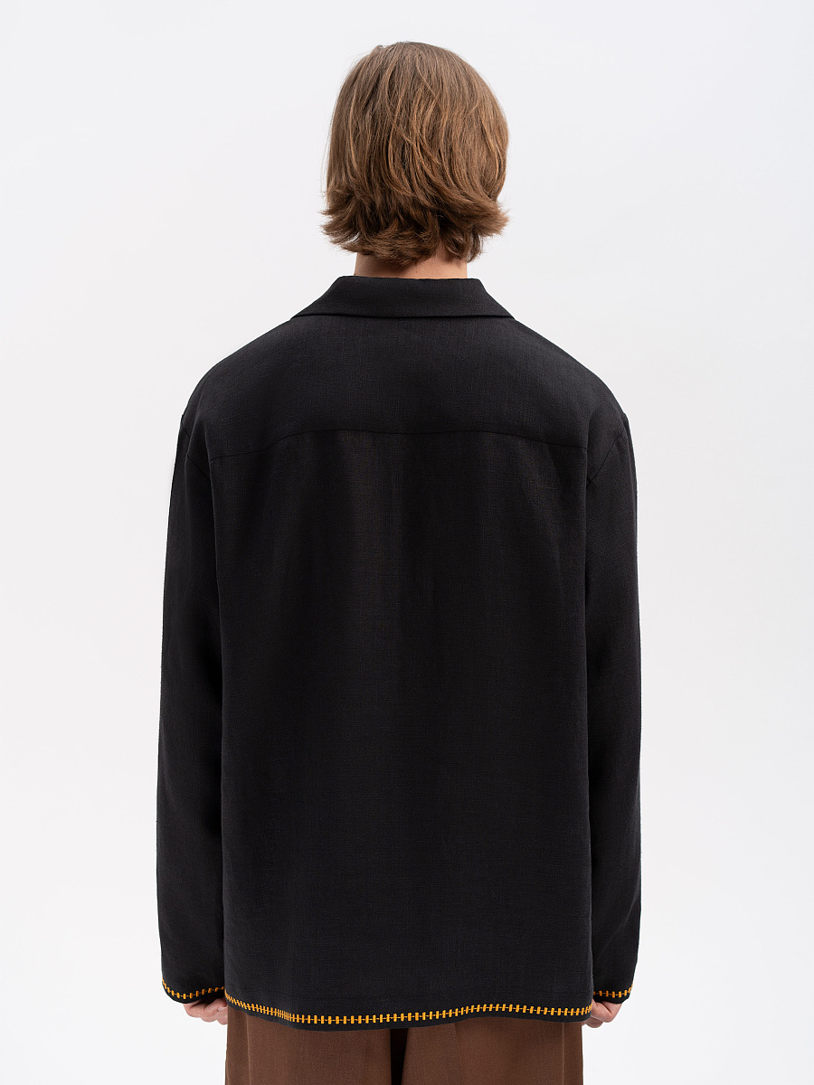 Dark shirt with colored embroidery "Hlid" [0]