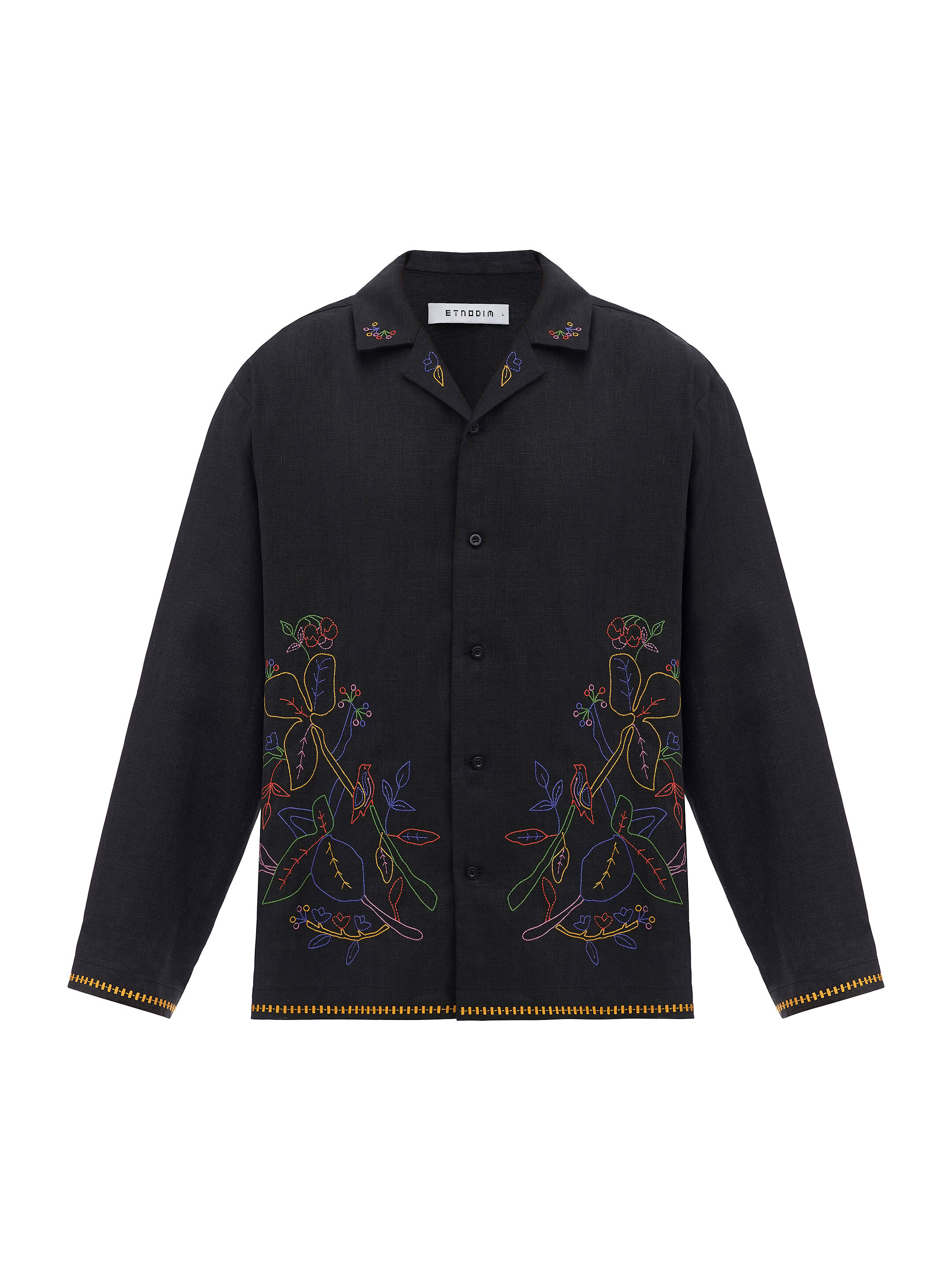Dark shirt with colored embroidery "Hlid" fitting