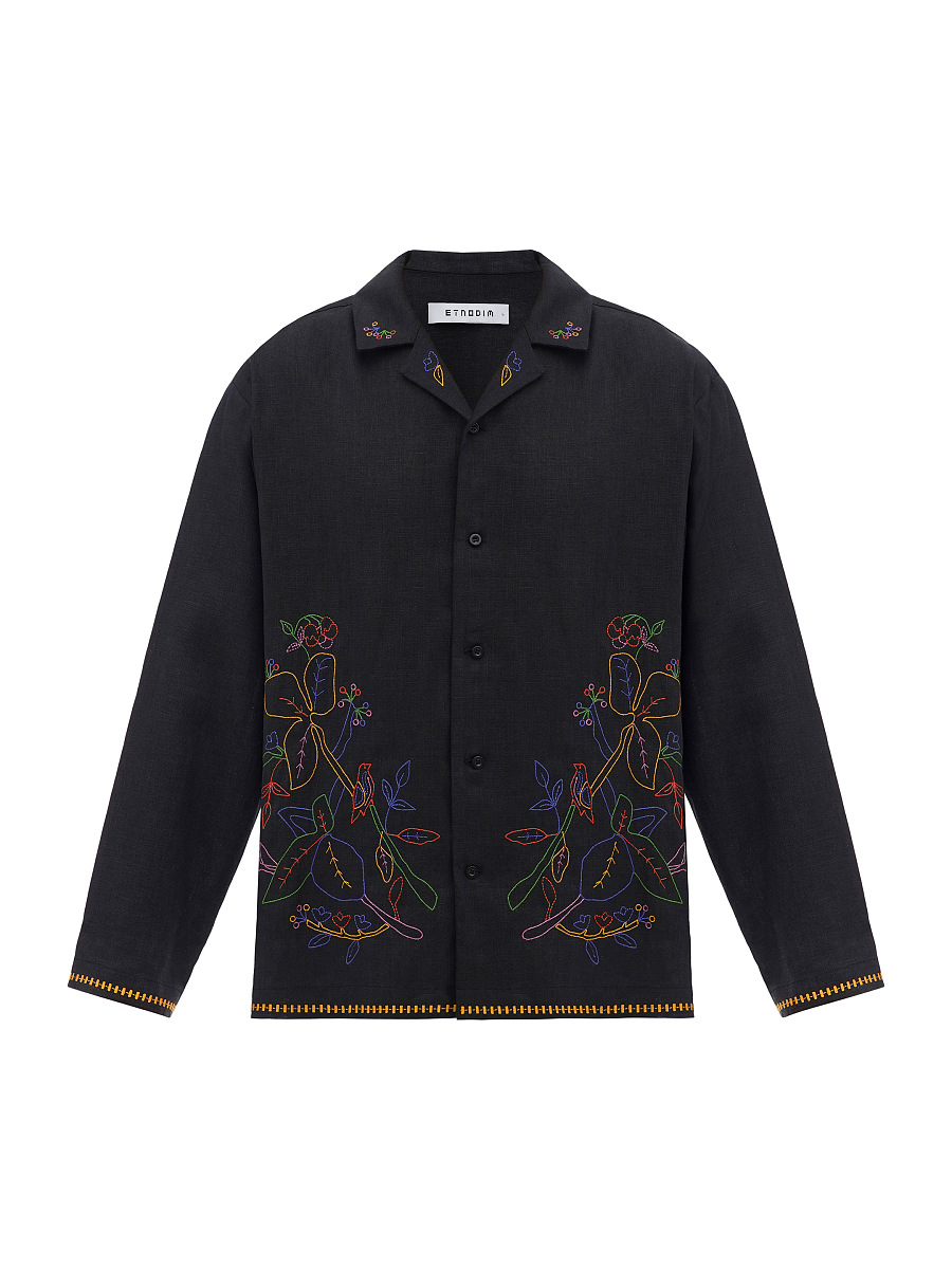 Dark shirt with colored embroidery "Hlid" [0]