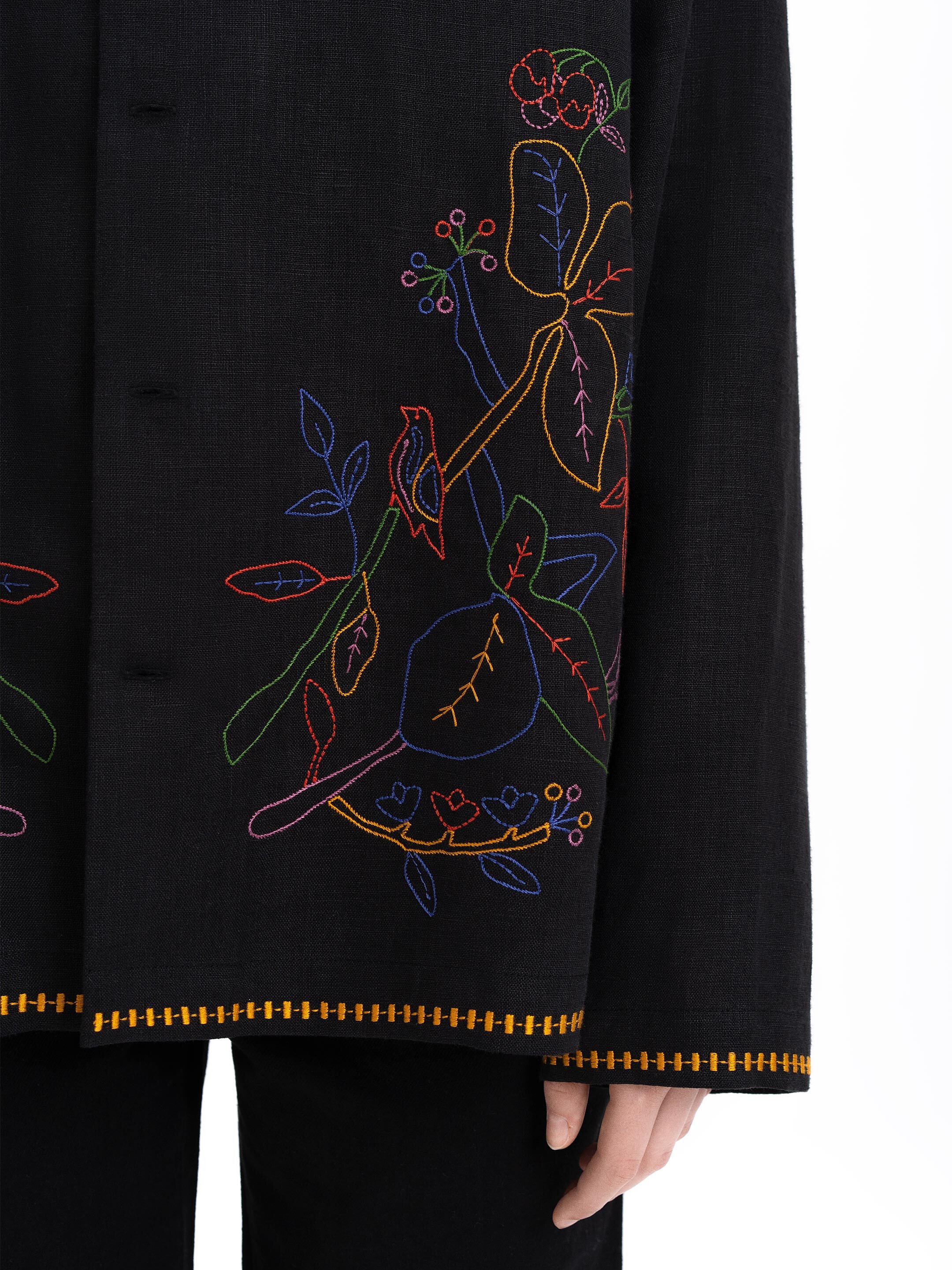 Dark shirt with colored embroidery "Hlid" photo