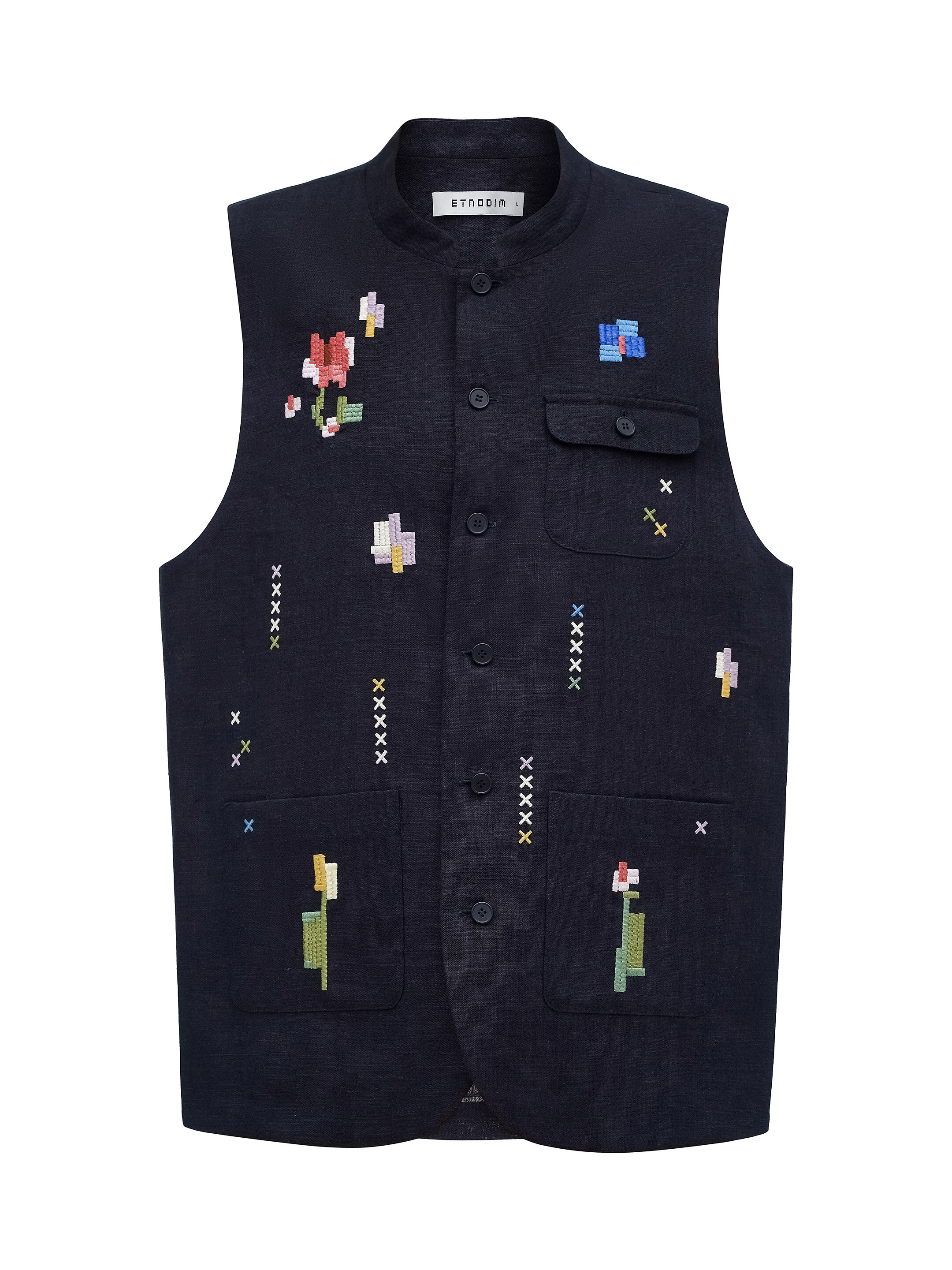 Men's embroidered vest "Dereviy" fitting