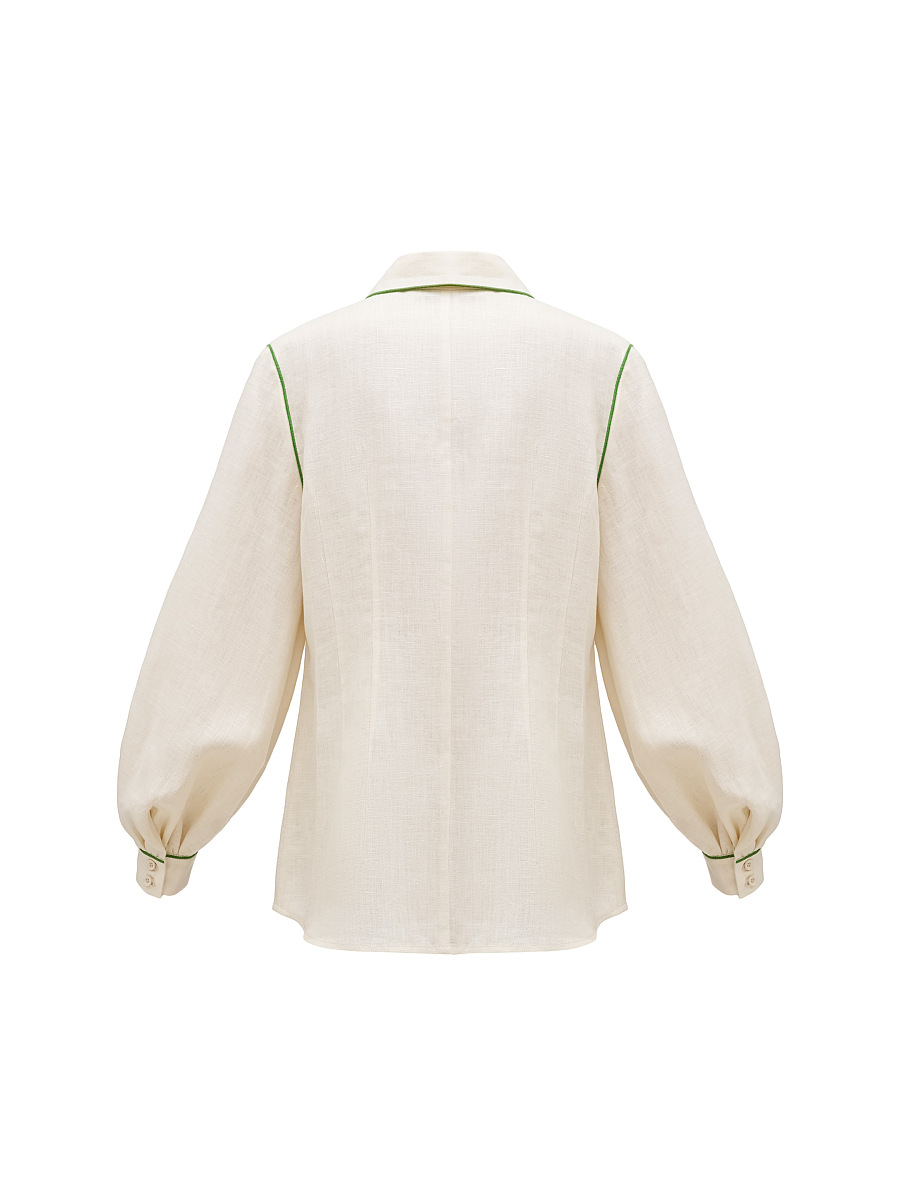 Linen embroidered shirt of milk color "Zhuravlyna" [0]