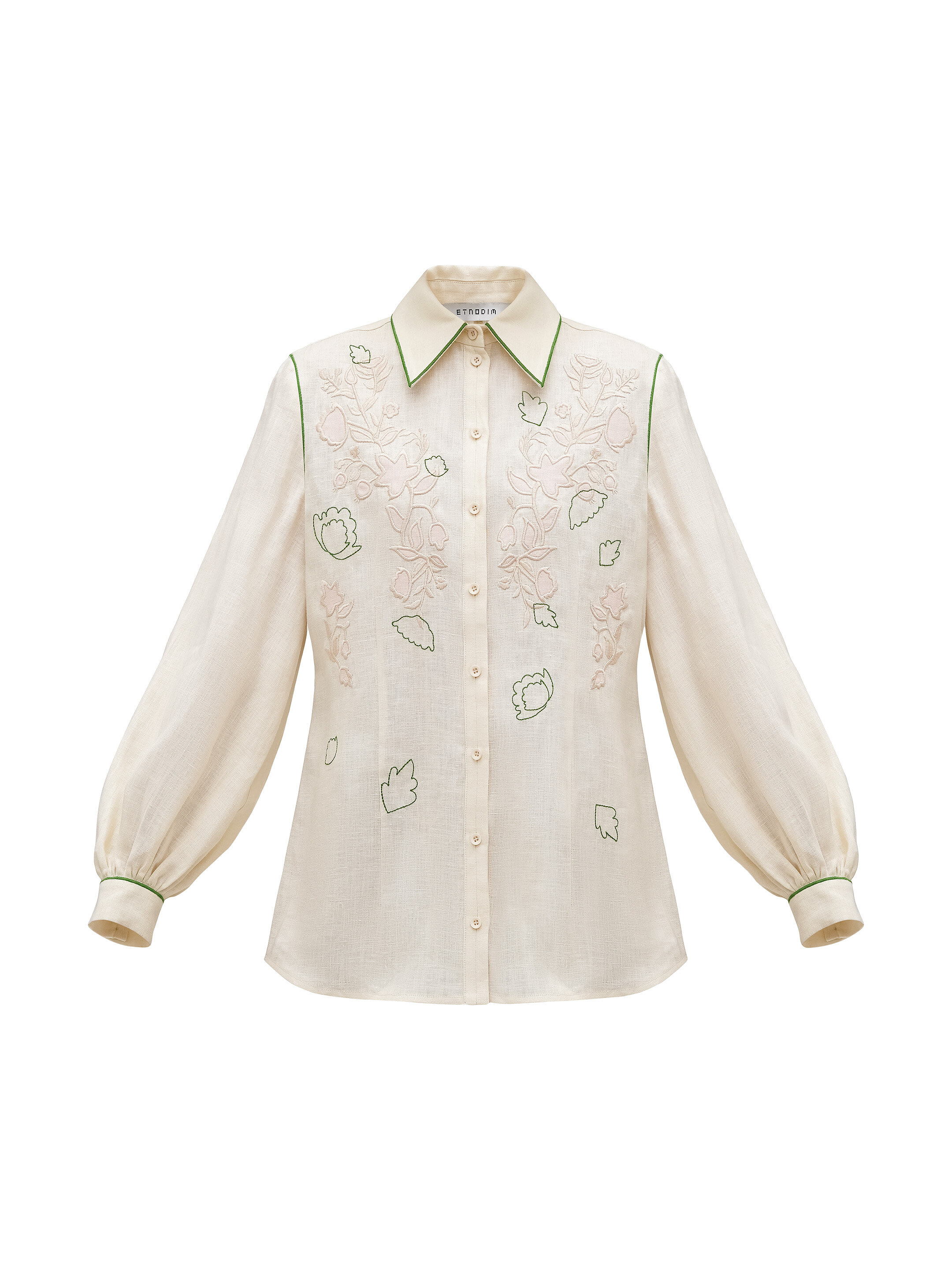 Linen embroidered shirt of milk color "Zhuravlyna" sizes