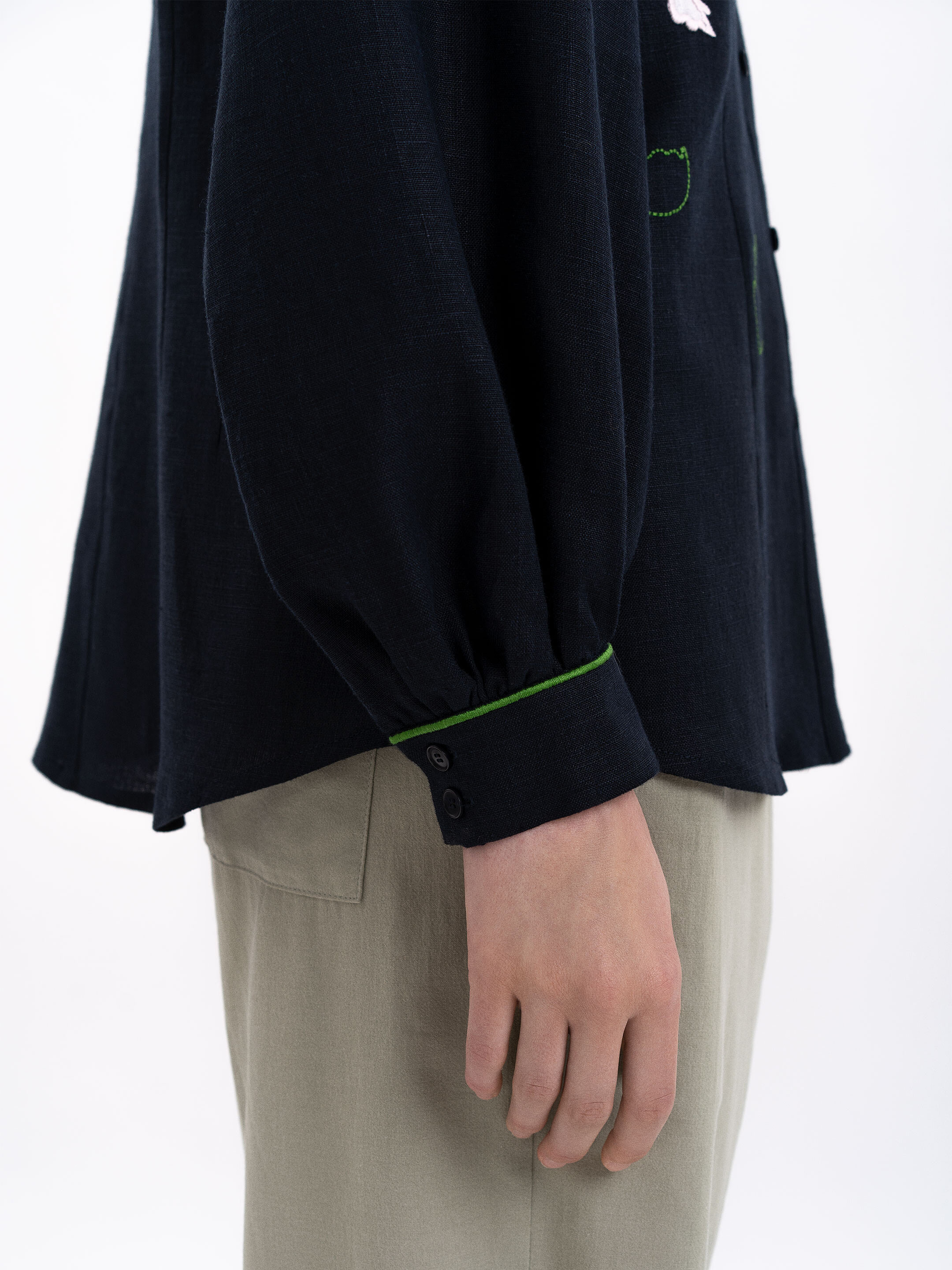 Black linen embroidered shirt "Zhuravlyna" choose