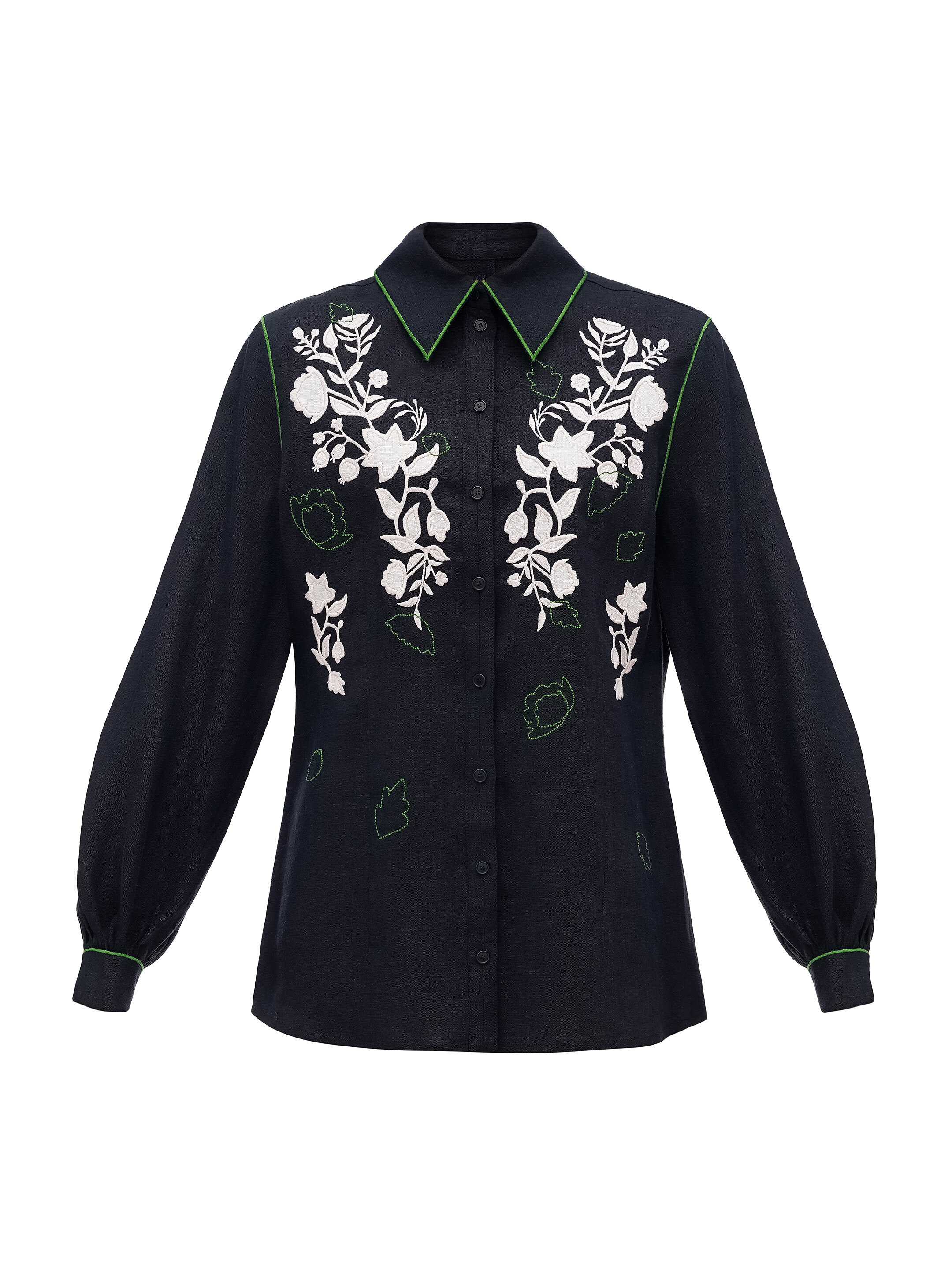 Black linen embroidered shirt "Zhuravlyna" sizes