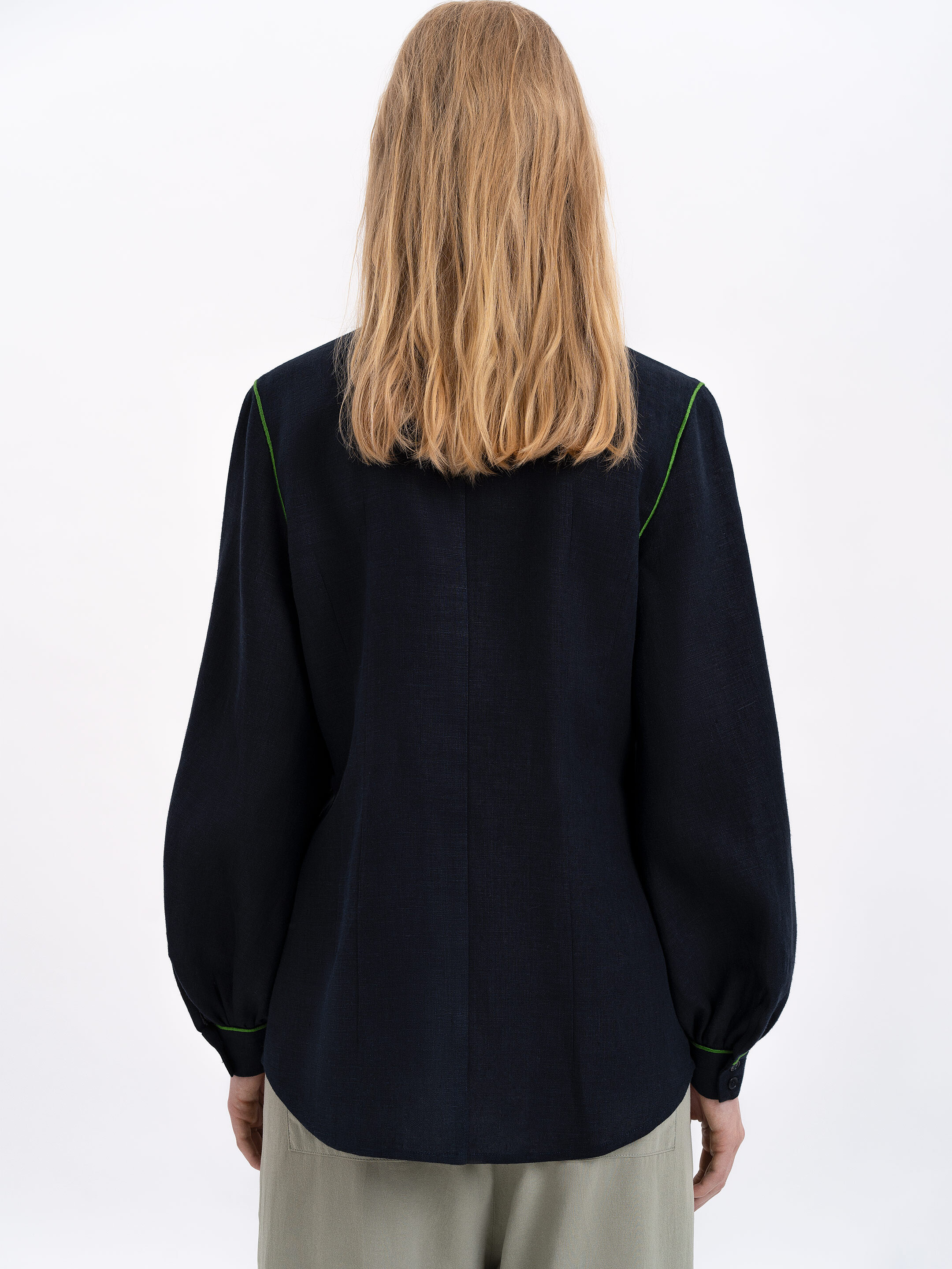 Black linen embroidered shirt "Zhuravlyna" photo