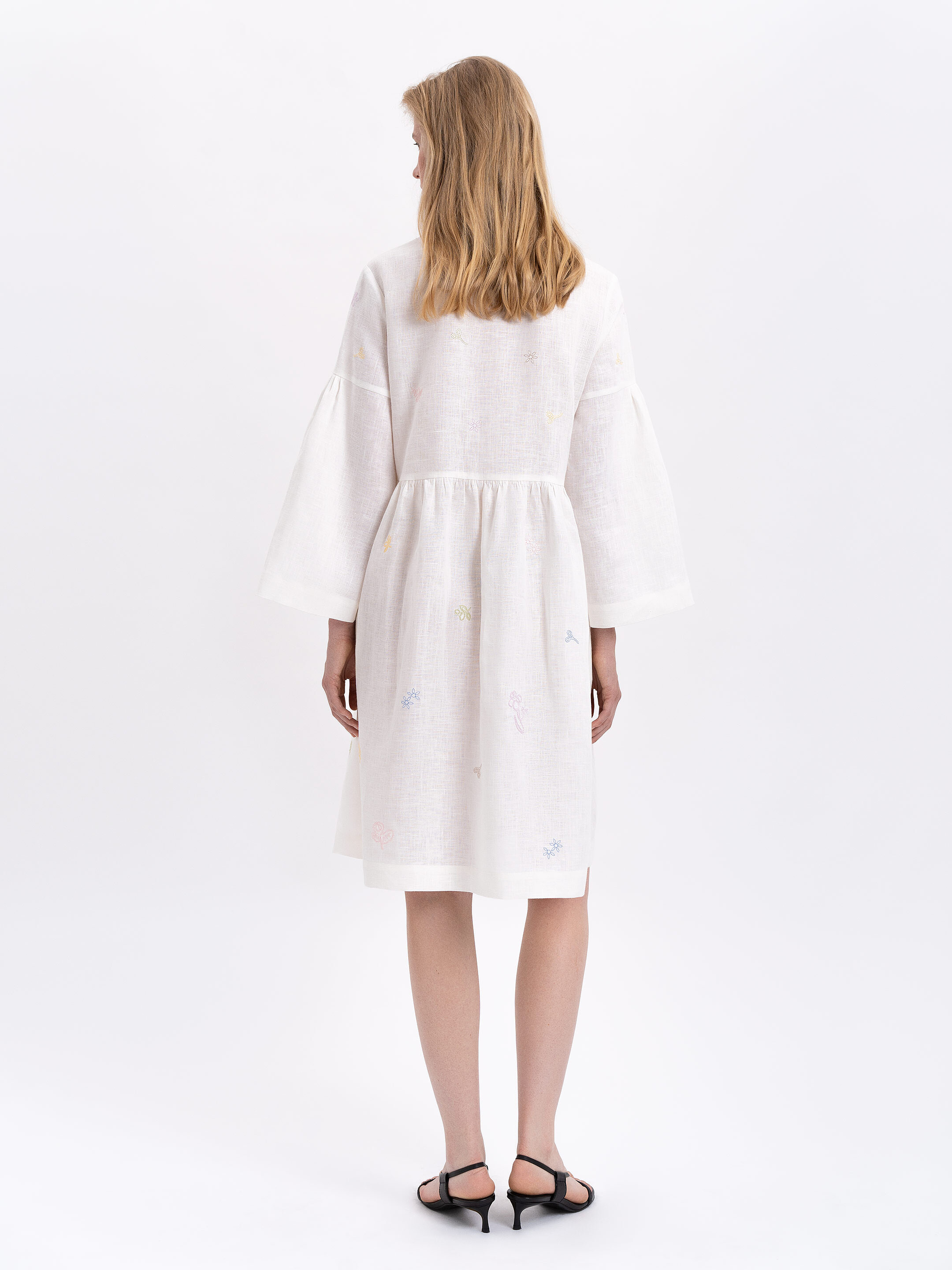 Embroidered dress with ribbon collar "Irys" ціна