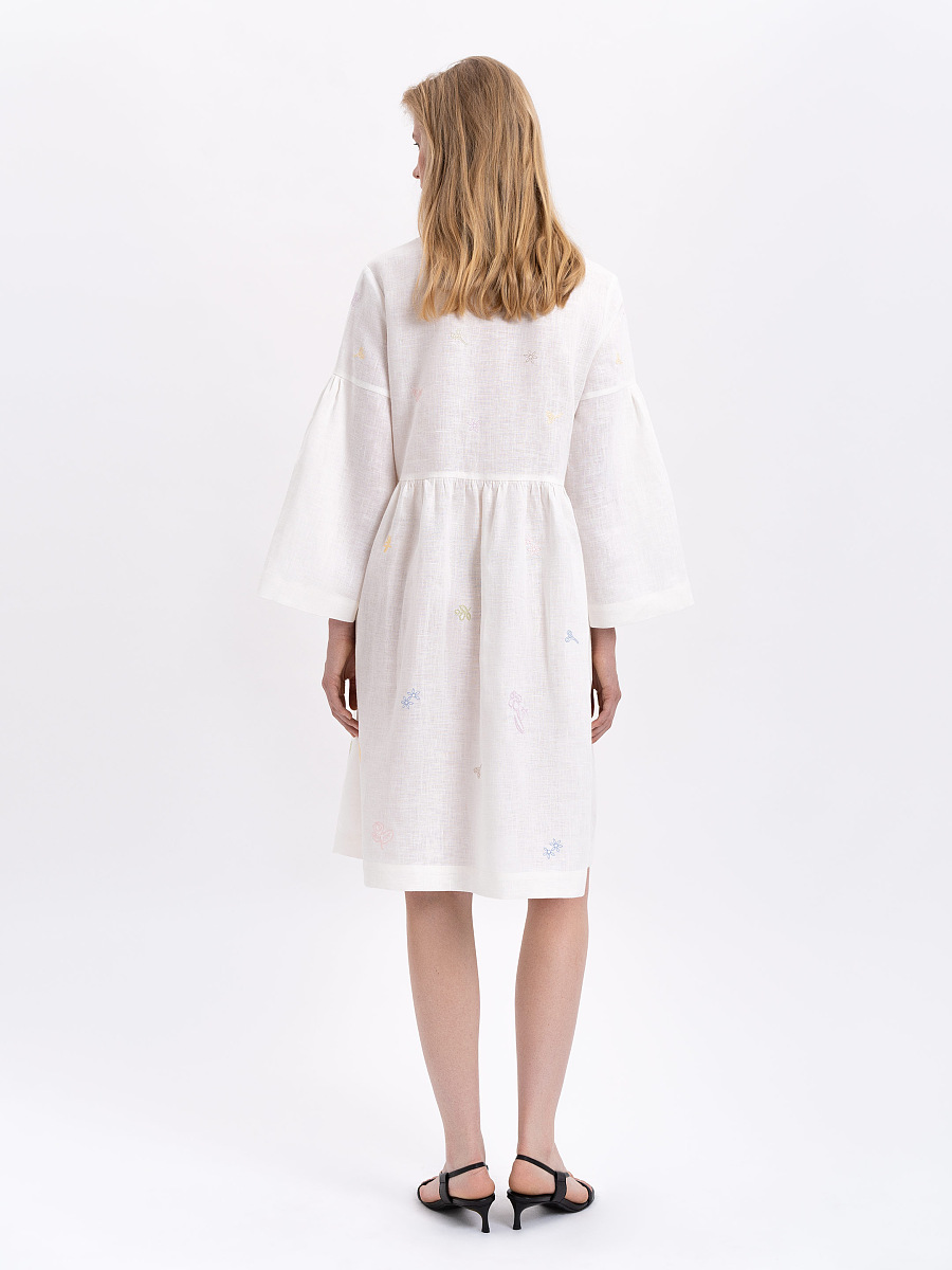 Embroidered dress with ribbon collar "Irys" [0]