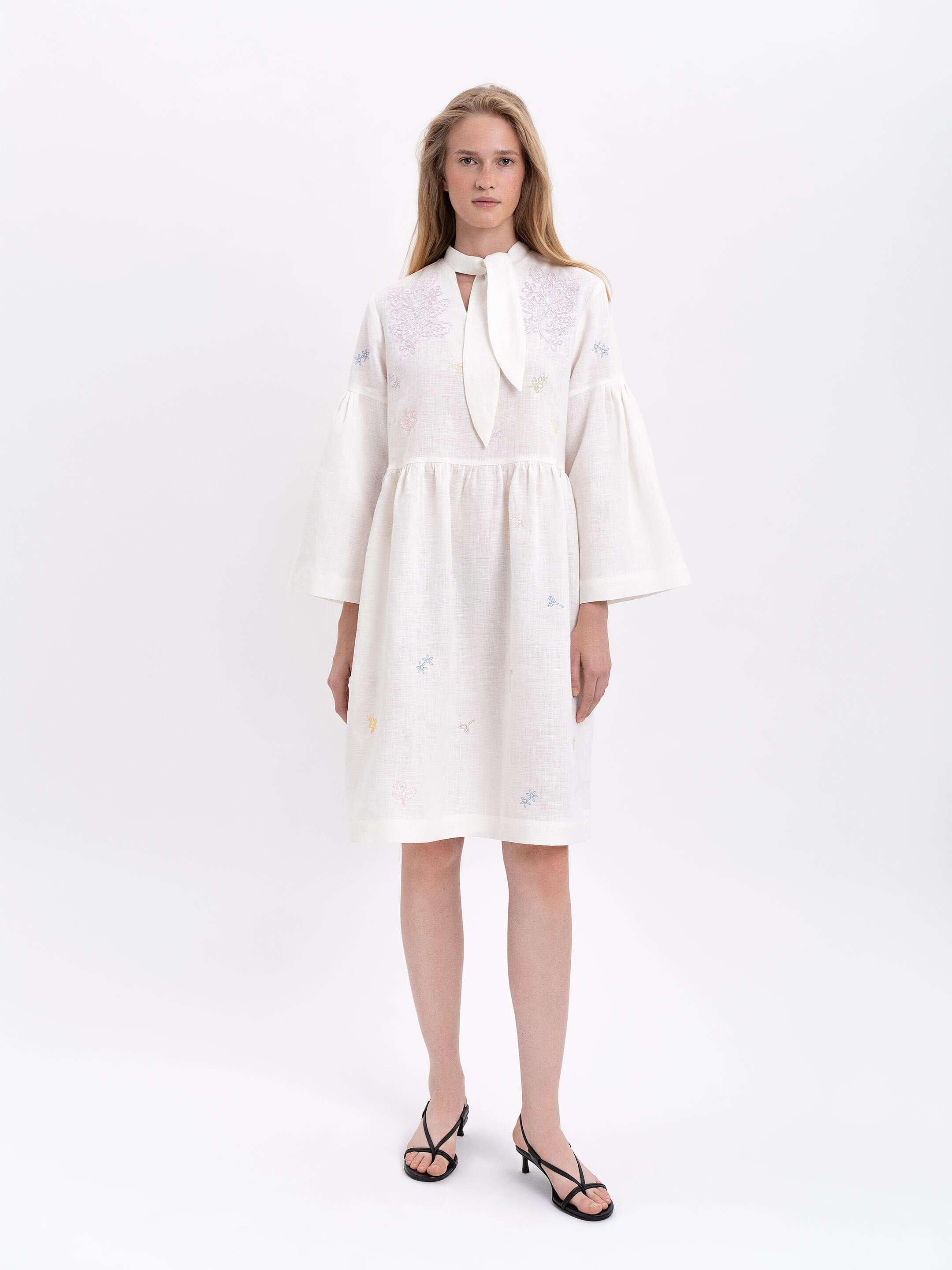 Embroidered dress with ribbon collar "Irys" Buy