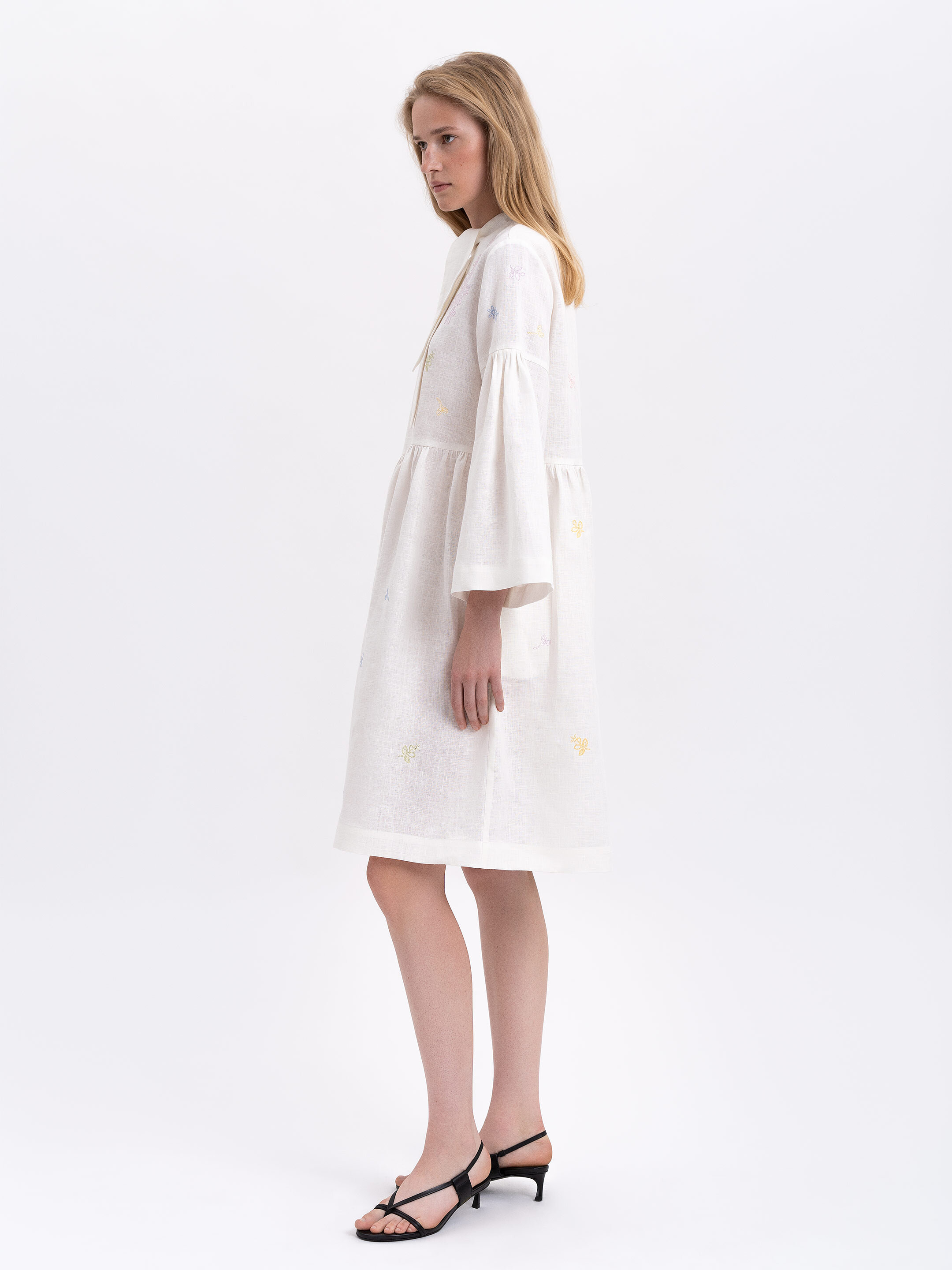 Embroidered dress with ribbon collar "Irys" in Ukraine