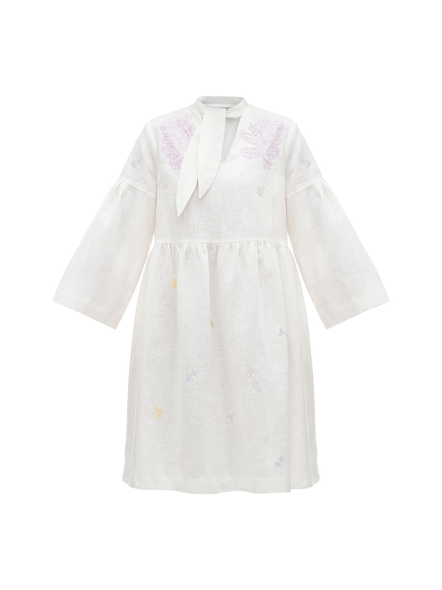 Embroidered dress with ribbon collar "Irys" [0]