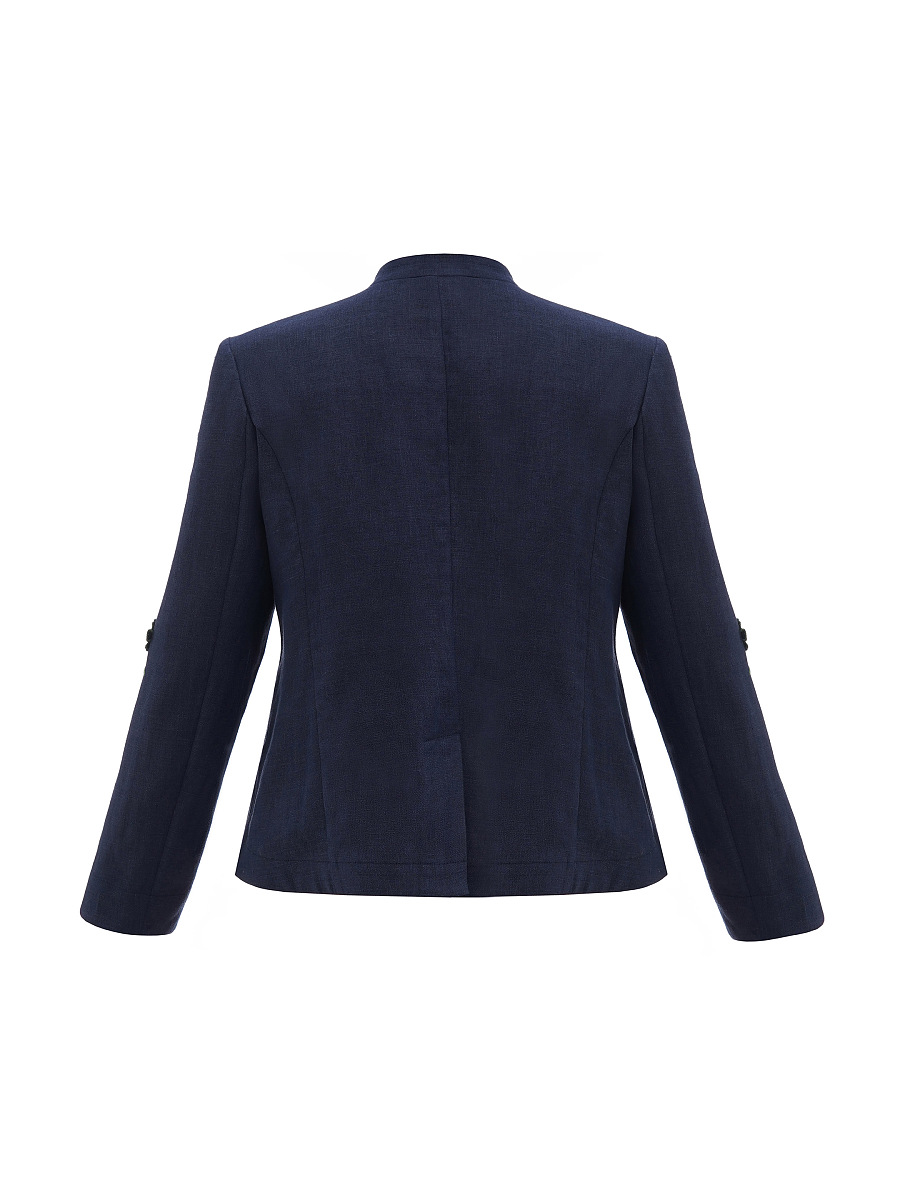 Linen embroidered jacket of dark blue color «Adoxa» [0]