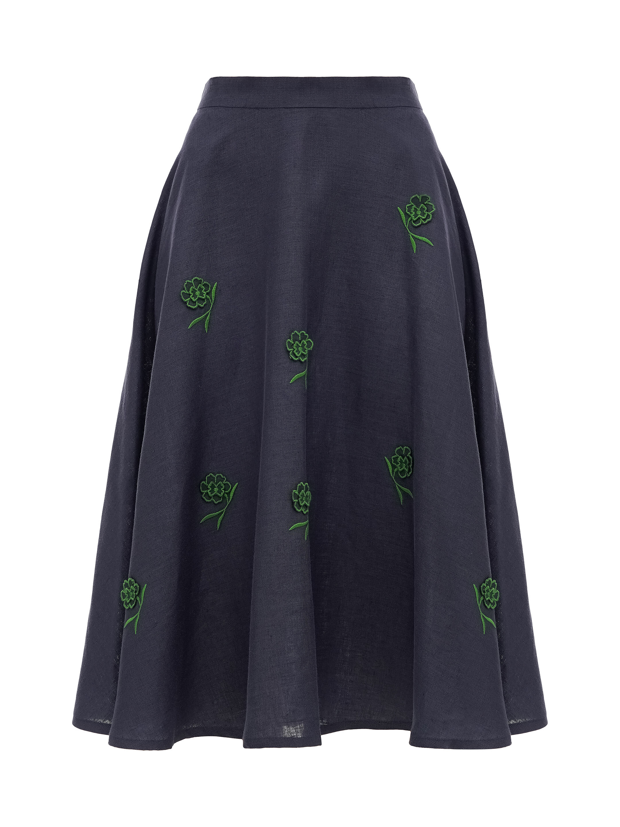 Linen embroidered skirt of dark blue color «Adoxa» choose
