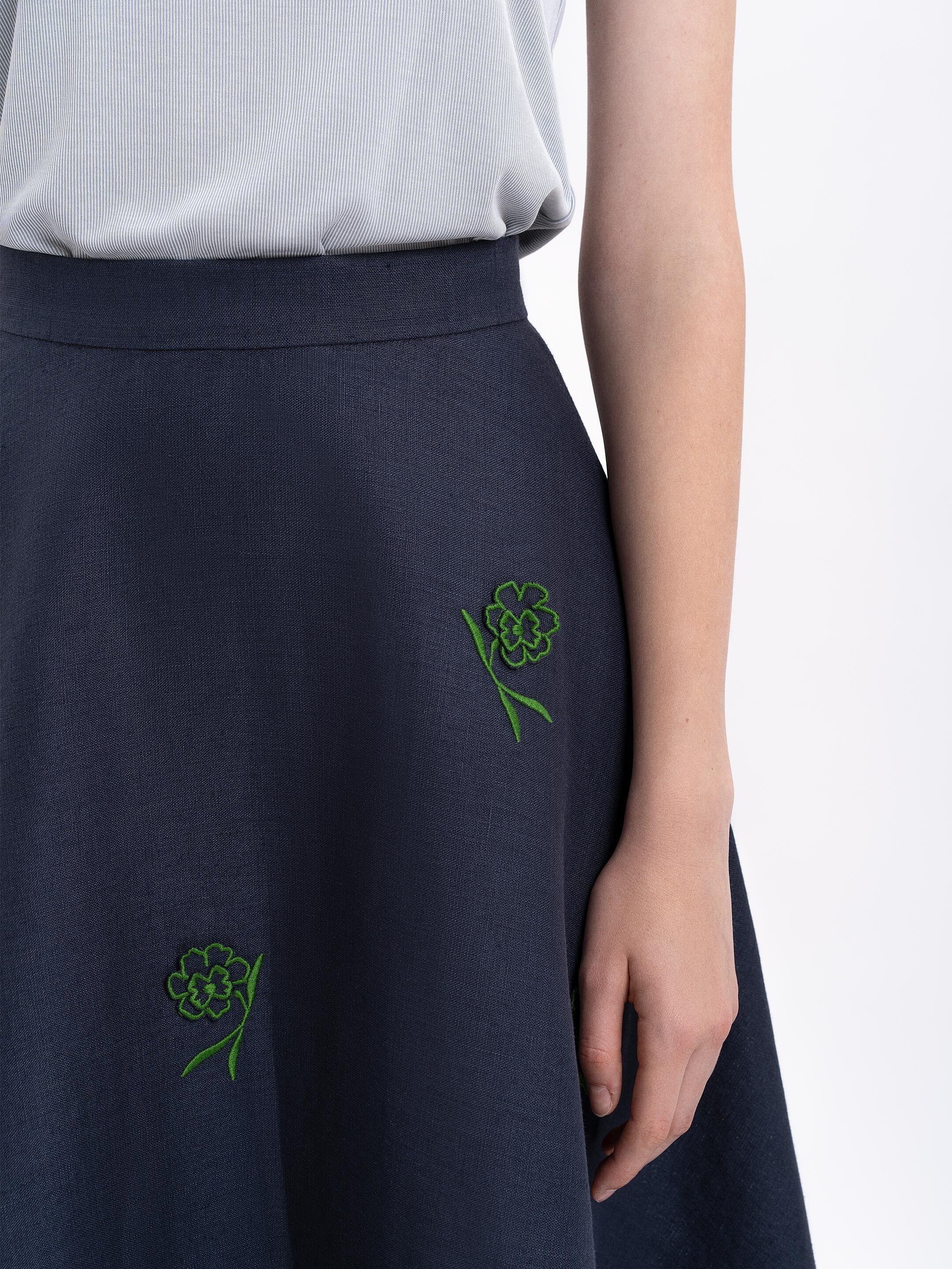 Linen embroidered skirt of dark blue color «Adoxa» in Ukraine