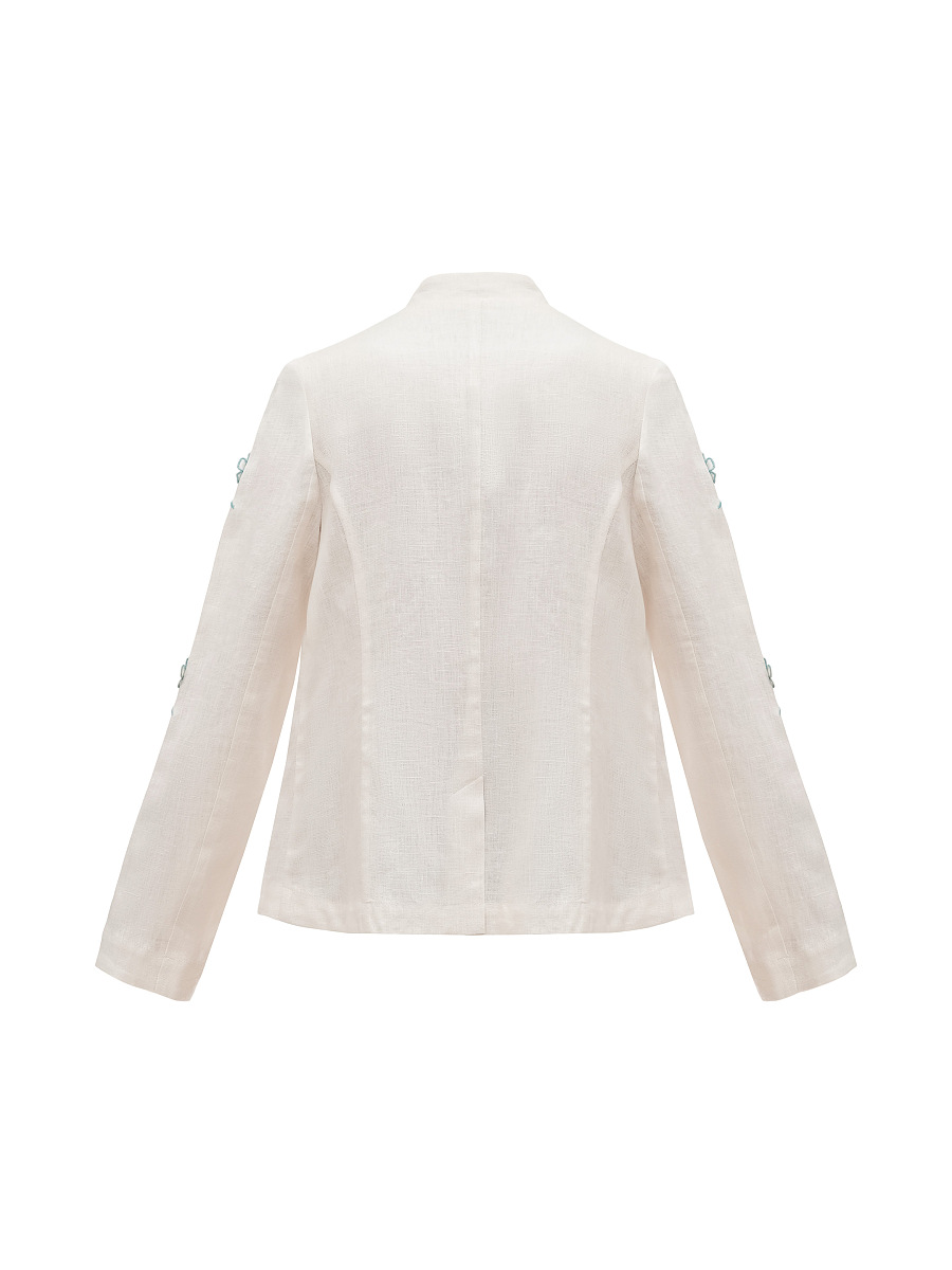 Linen embroidered jacket of milk color «Adoxa» [0]