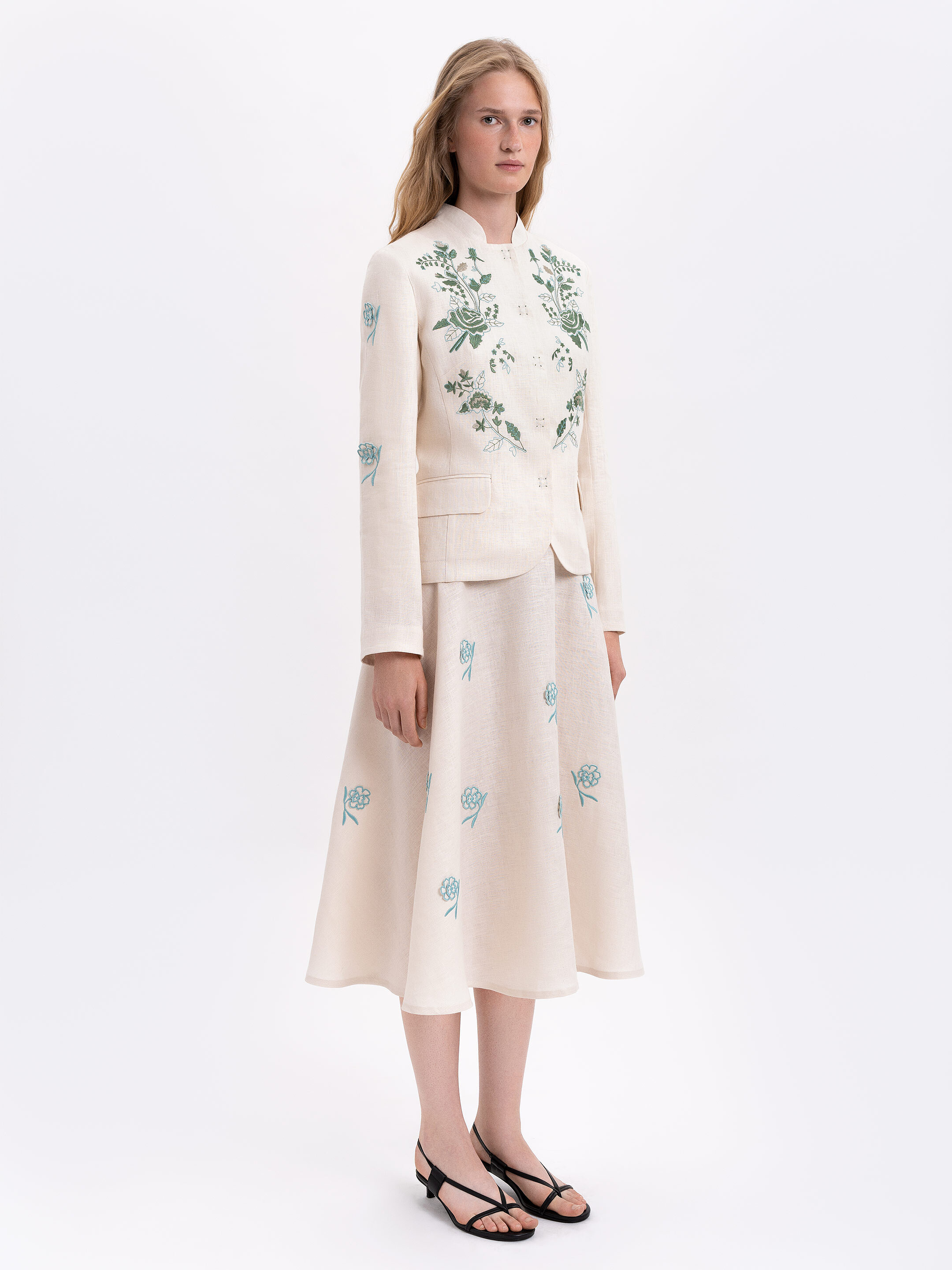Linen embroidered jacket of milk color «Adoxa» in Ukraine