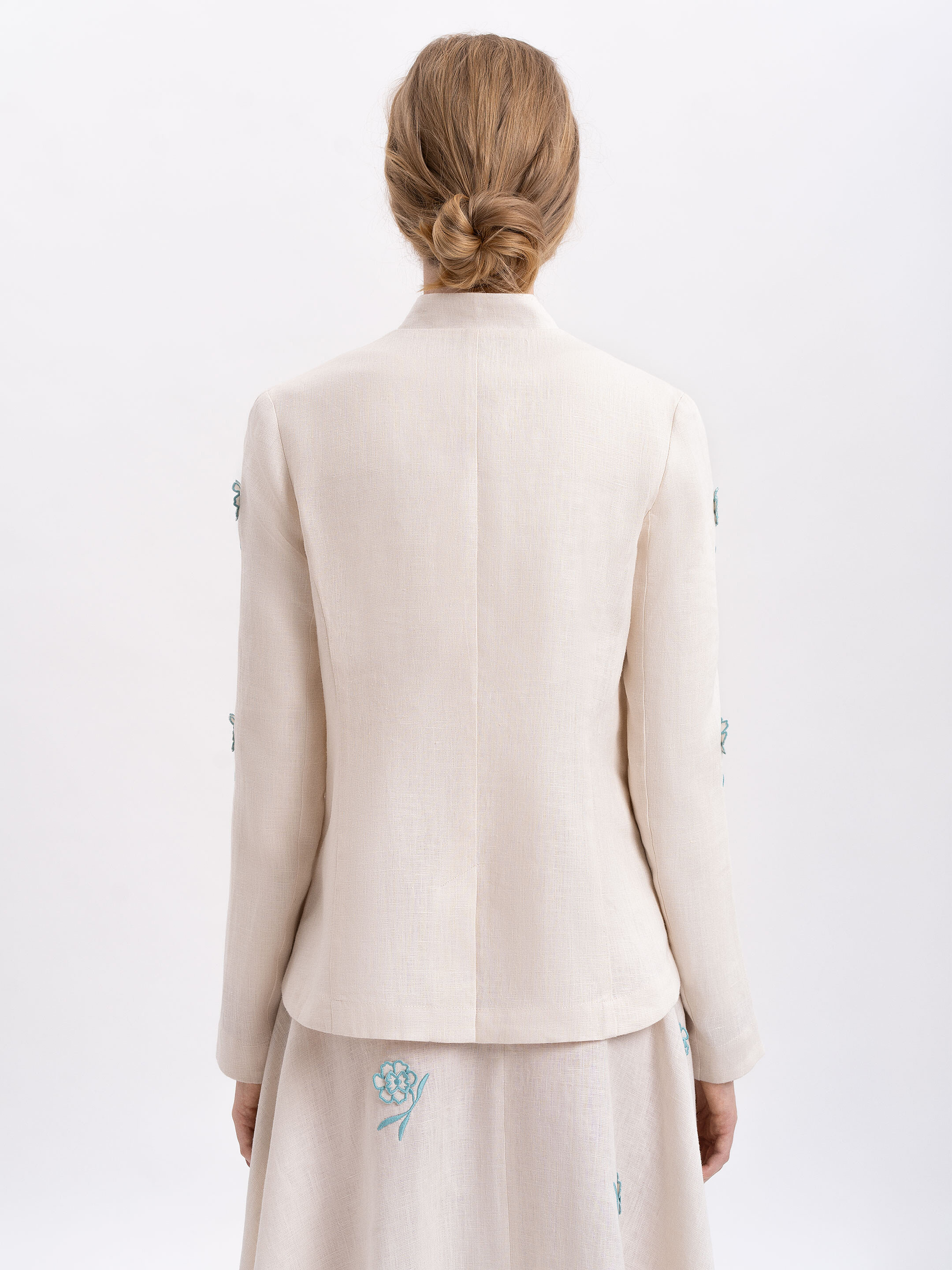 Linen embroidered jacket of milk color «Adoxa» choose
