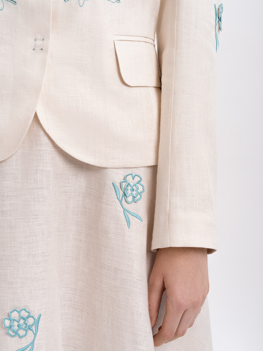 Linen embroidered jacket of milk color «Adoxa» [0]