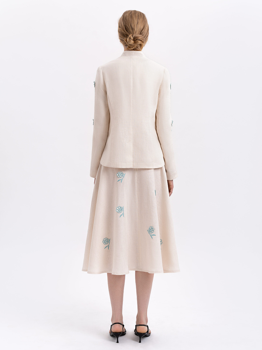 Milk colored linen embroidered skirt «Adoxa» [0]