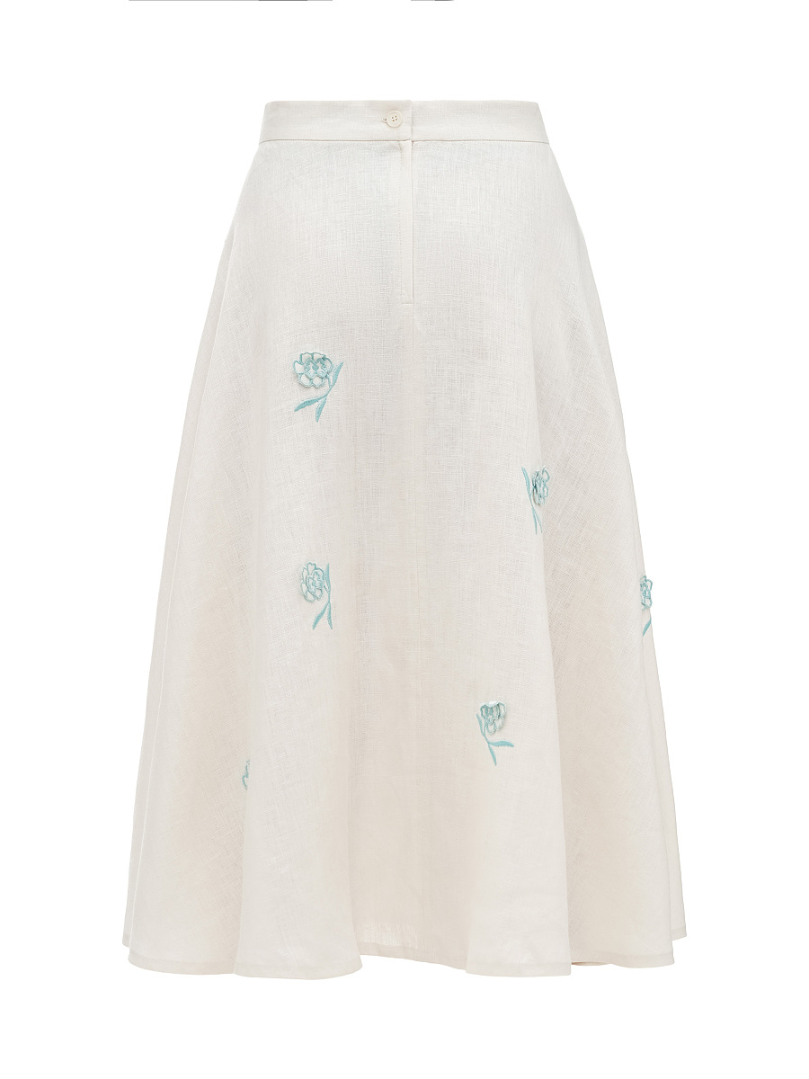 Milk colored linen embroidered skirt «Adoxa» [0]