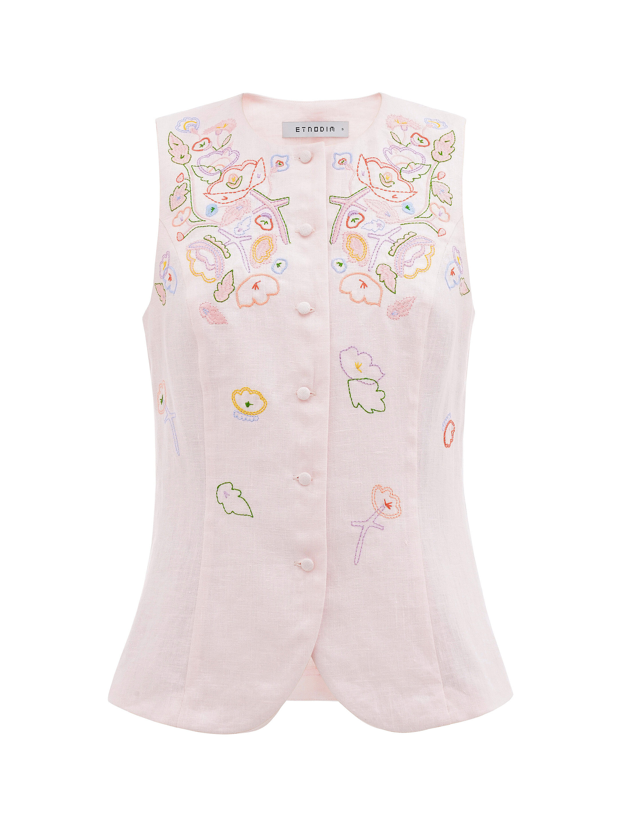 Light pink linen embroidered vest "Agrus" photo