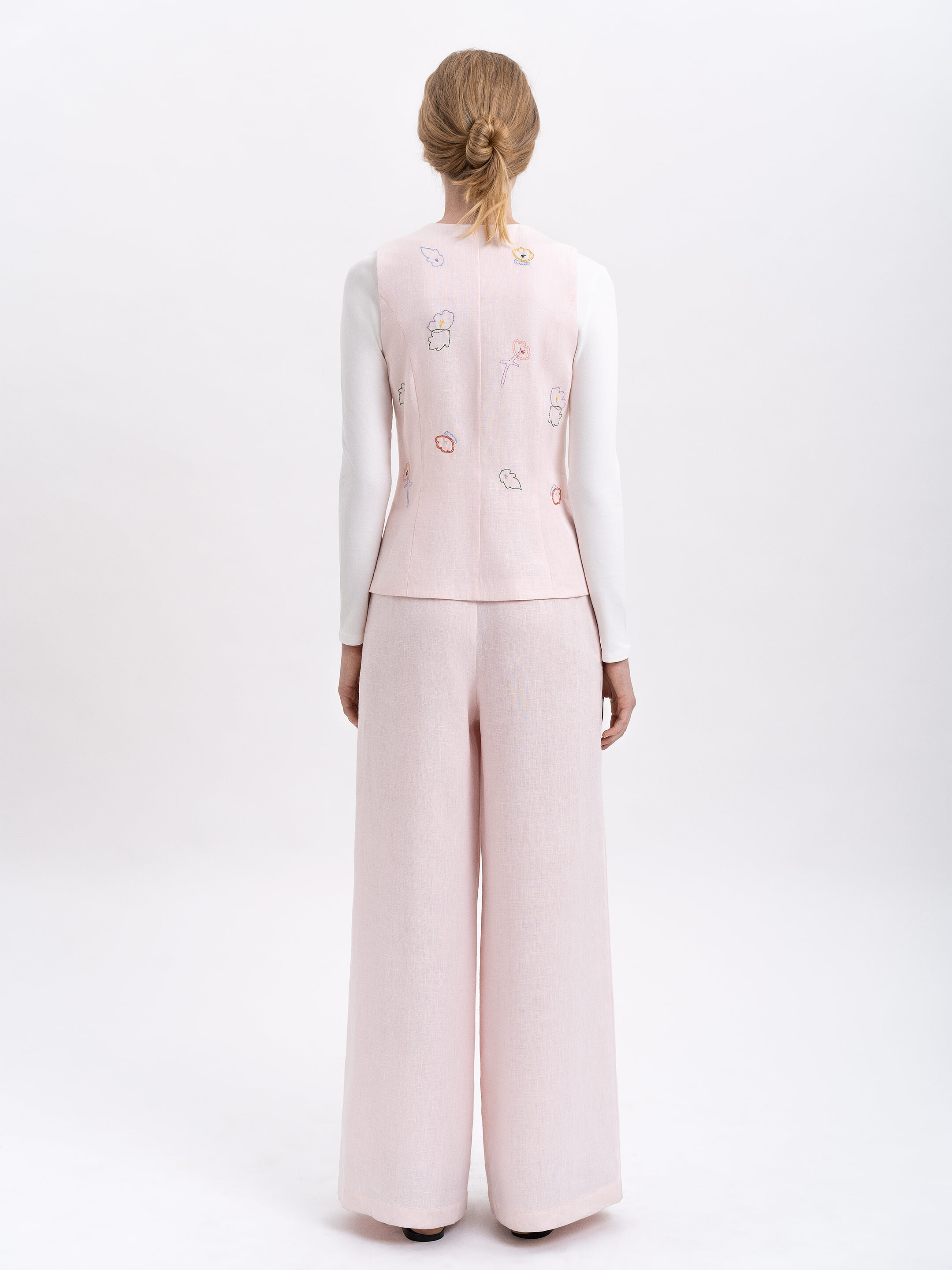 Light pink linen embroidered vest "Agrus" in Ukraine
