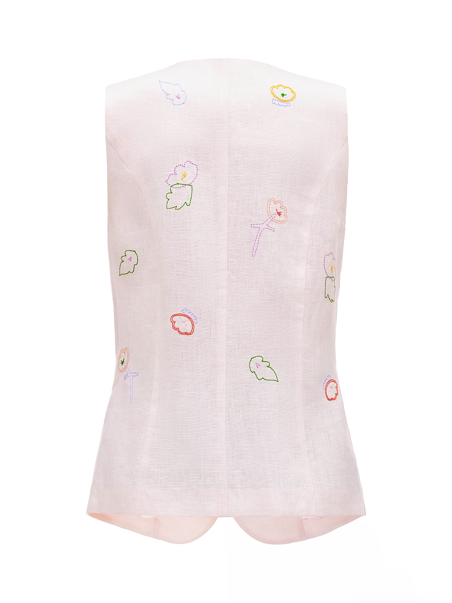 Light pink linen embroidered vest "Agrus" [0]