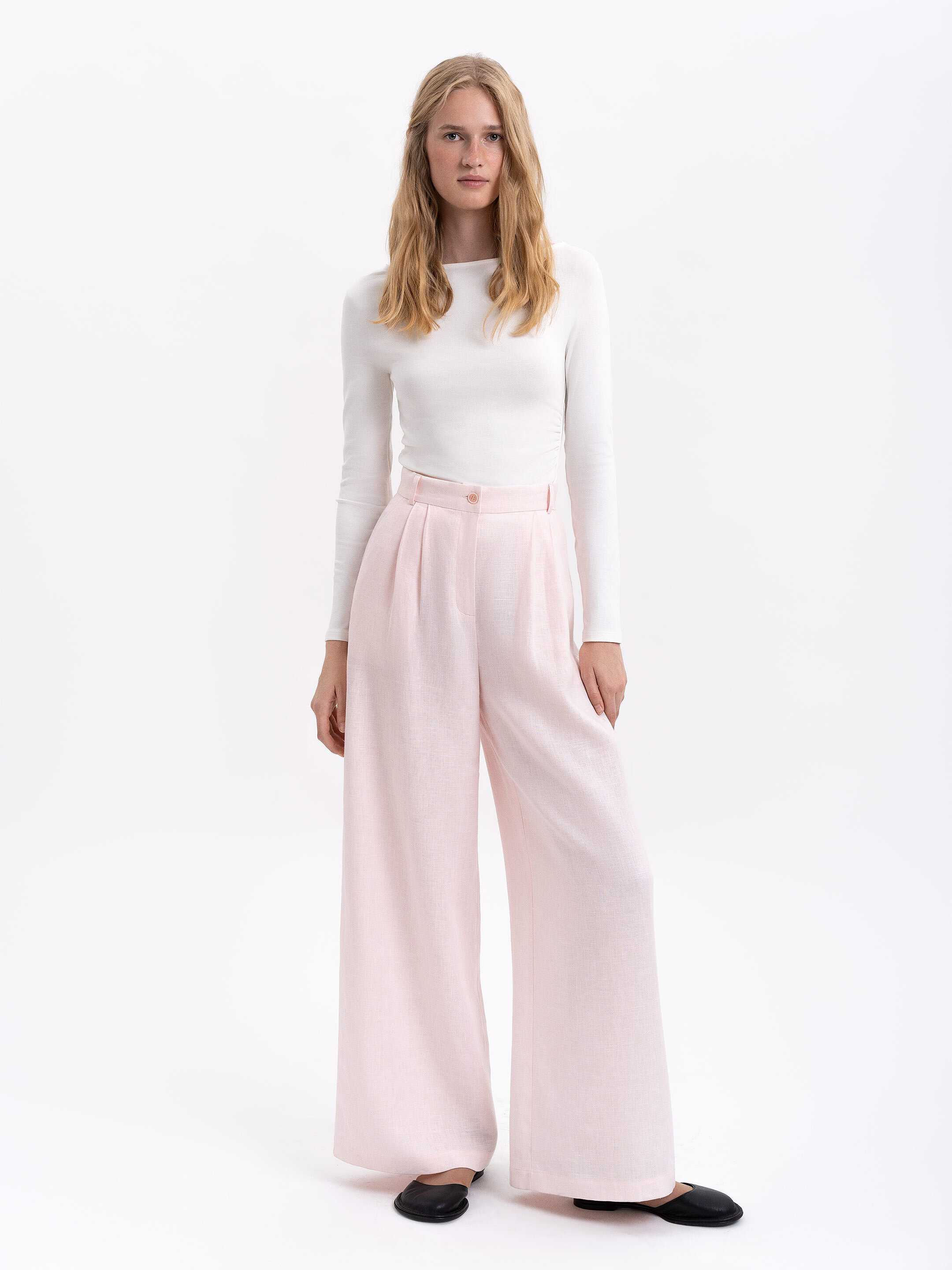 Light pink linen women's pants «Agrus» Buy