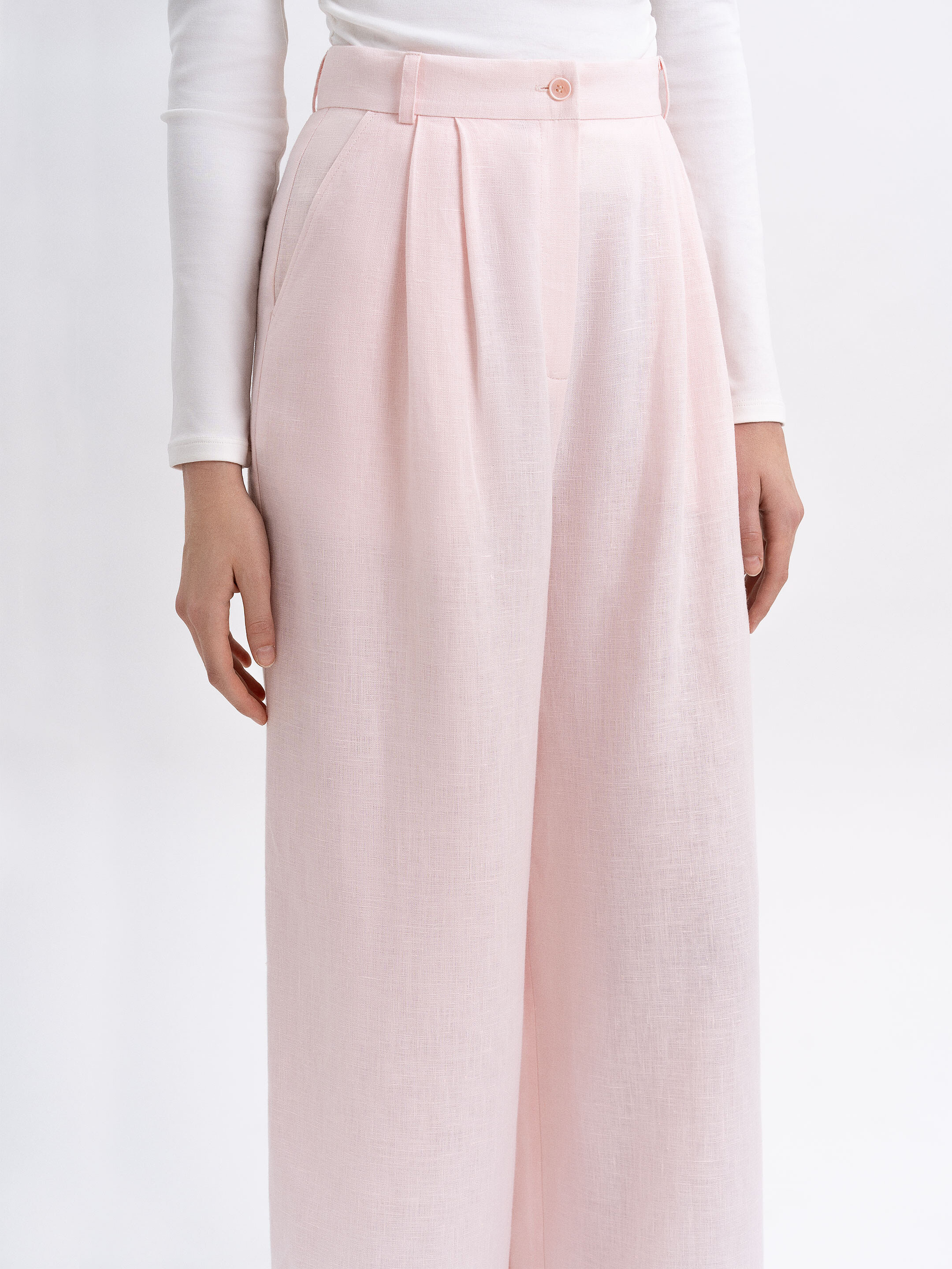 Light pink linen women's pants «Agrus» in Ukraine