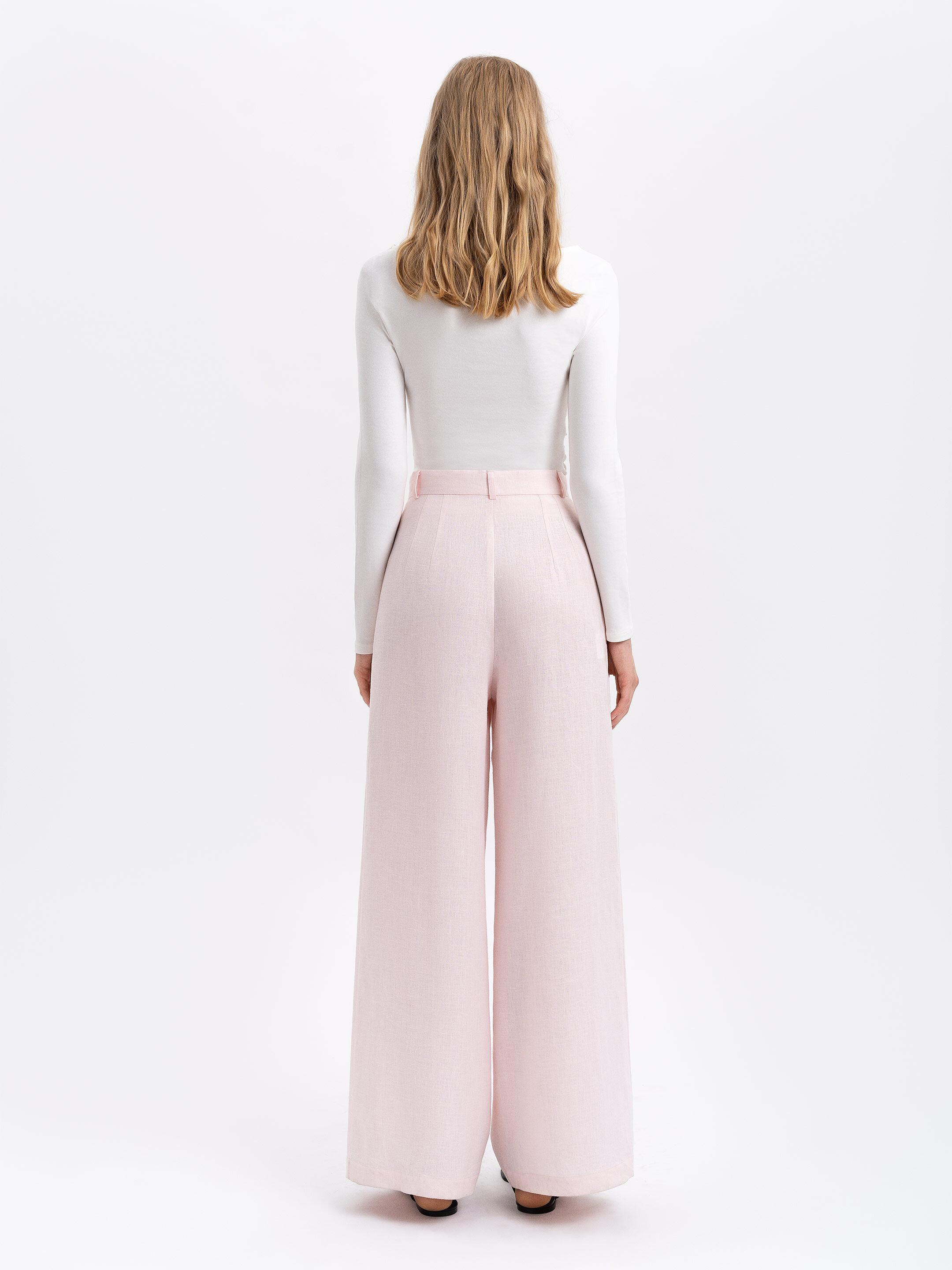 Light pink linen women's pants «Agrus» cheap