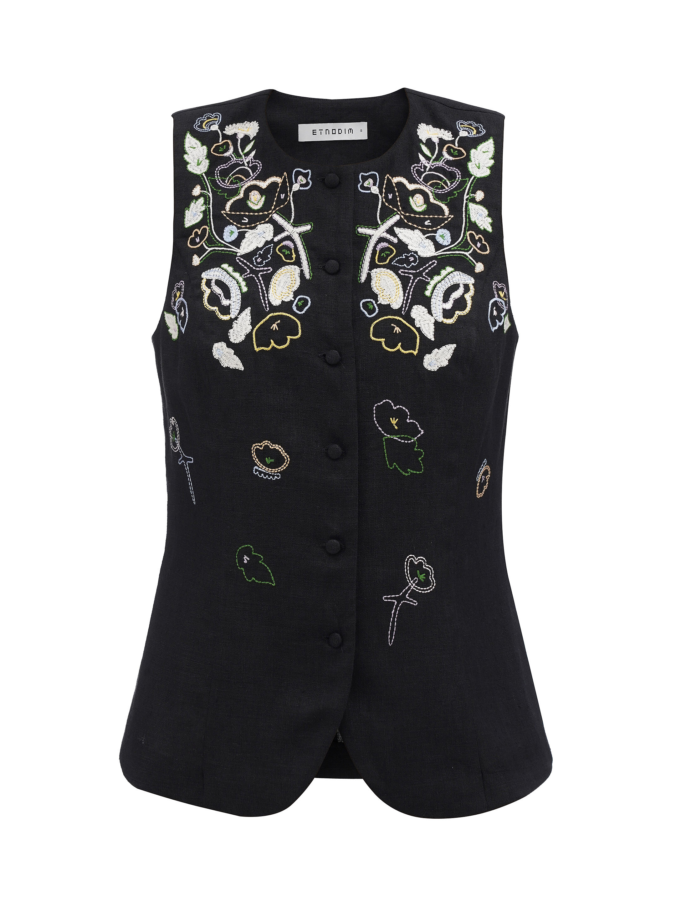 Black linen embroidered vest "Agrus" choose