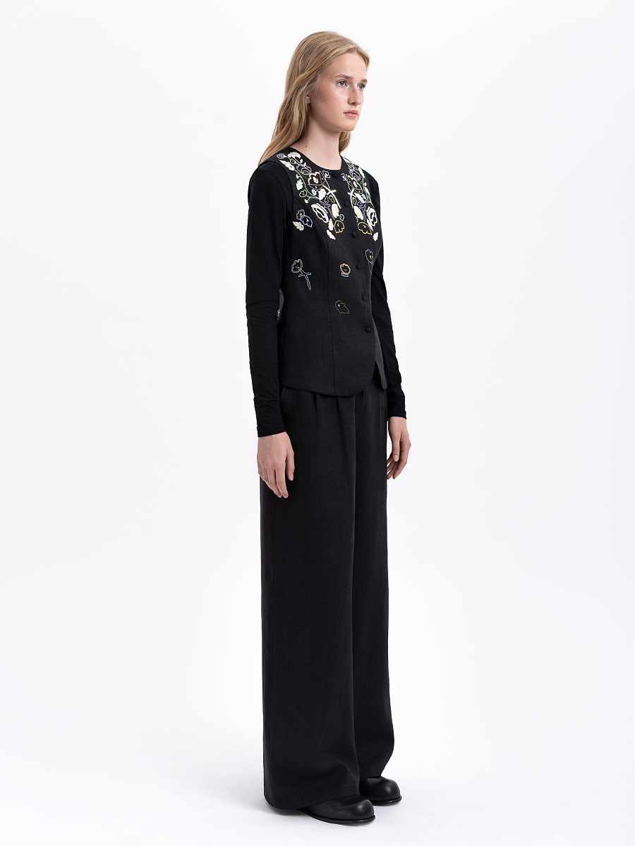 Black linen women's pants "Agrus" [0]