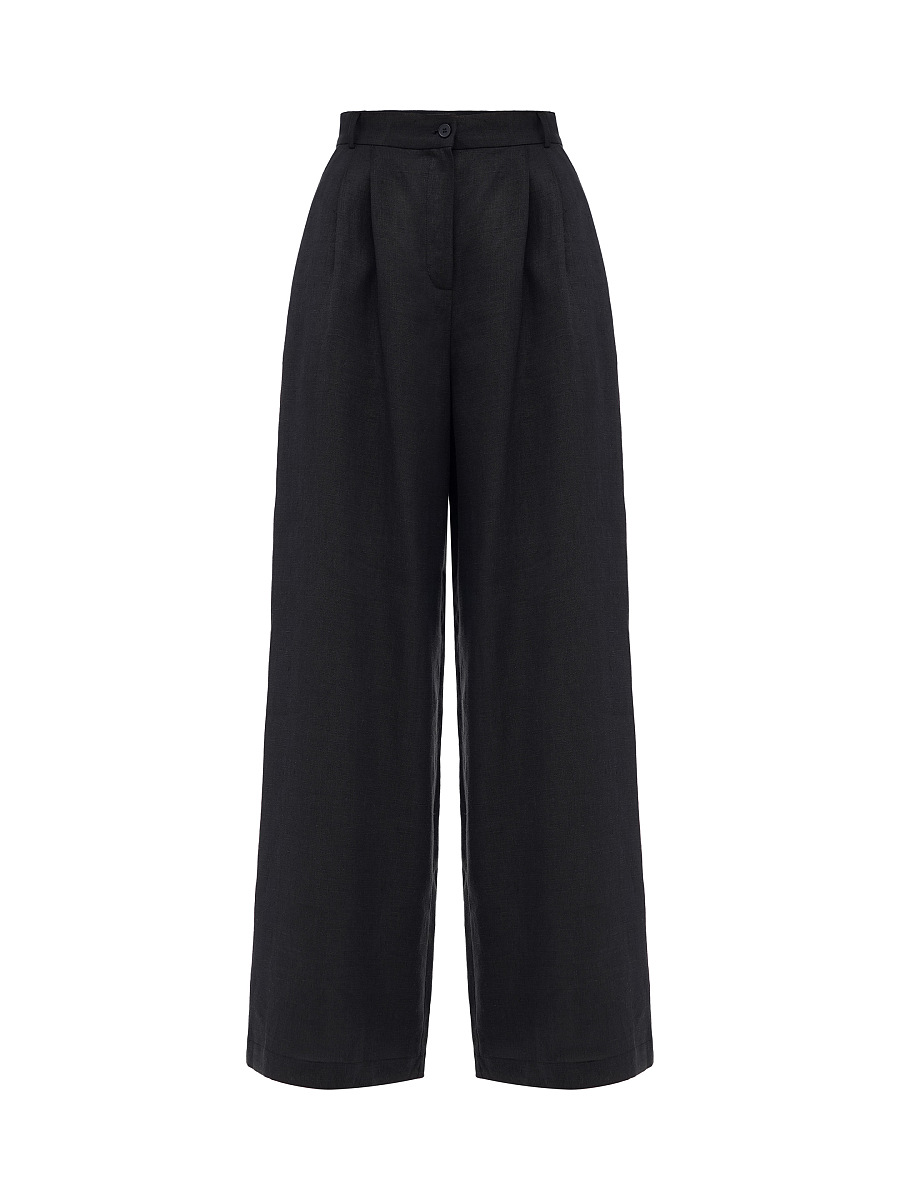 Black linen women's pants "Agrus" [0]