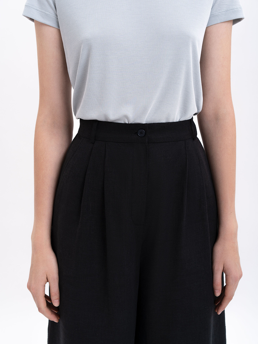 Black linen women's pants "Agrus" [0]
