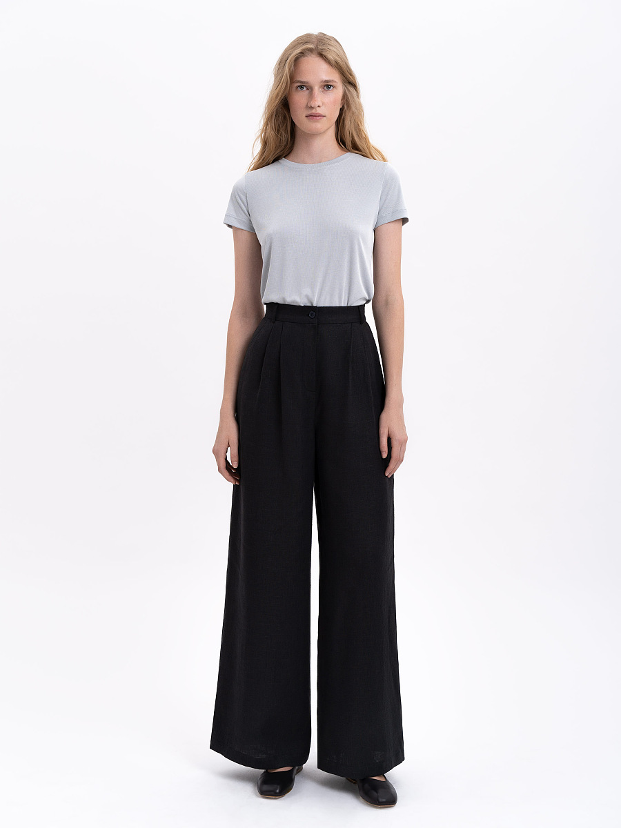 Black linen women's pants "Agrus" [0]