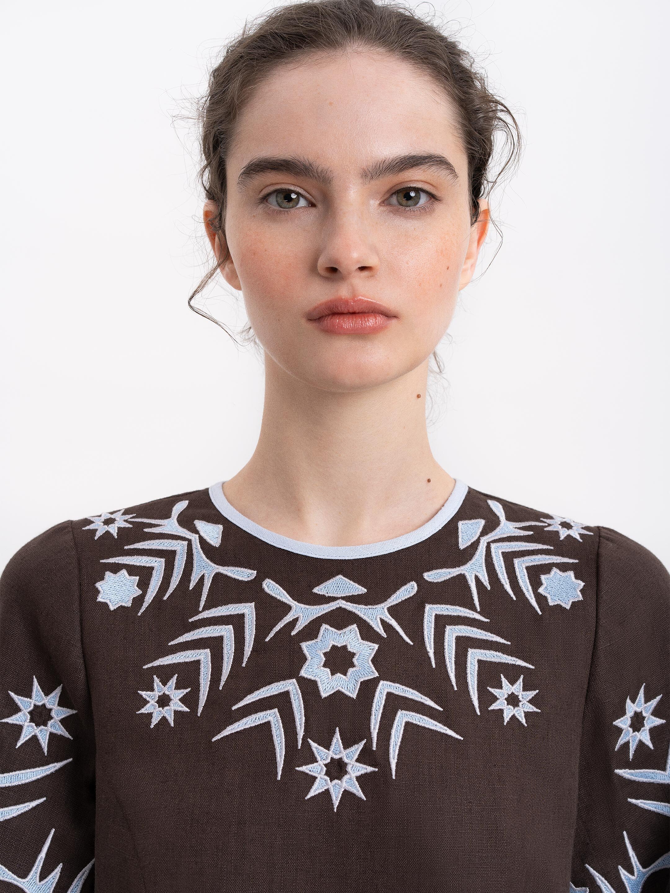 Women's embroidered shirt "Zirka" evening in Ukraine
