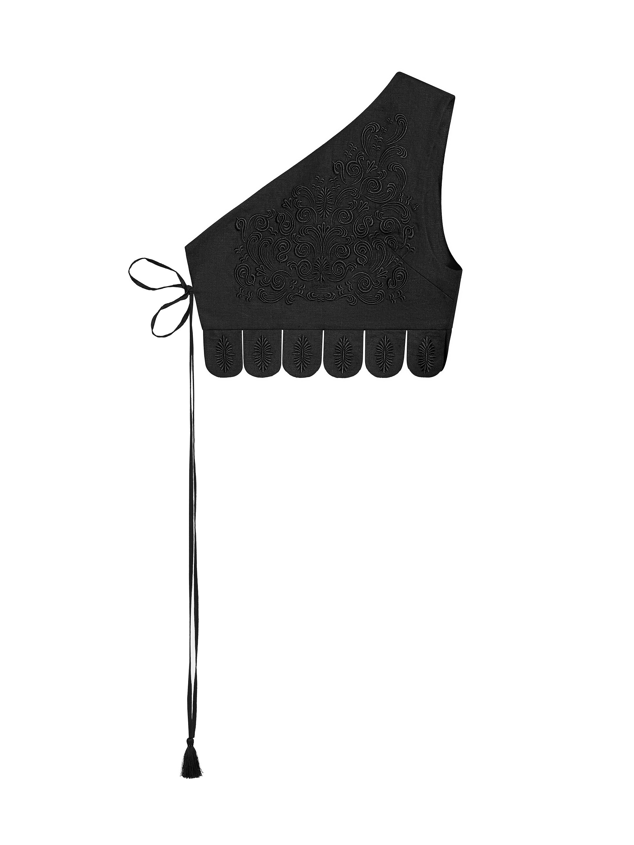 Asymmetric vest with black embroidery in tone "Osiayna" choose