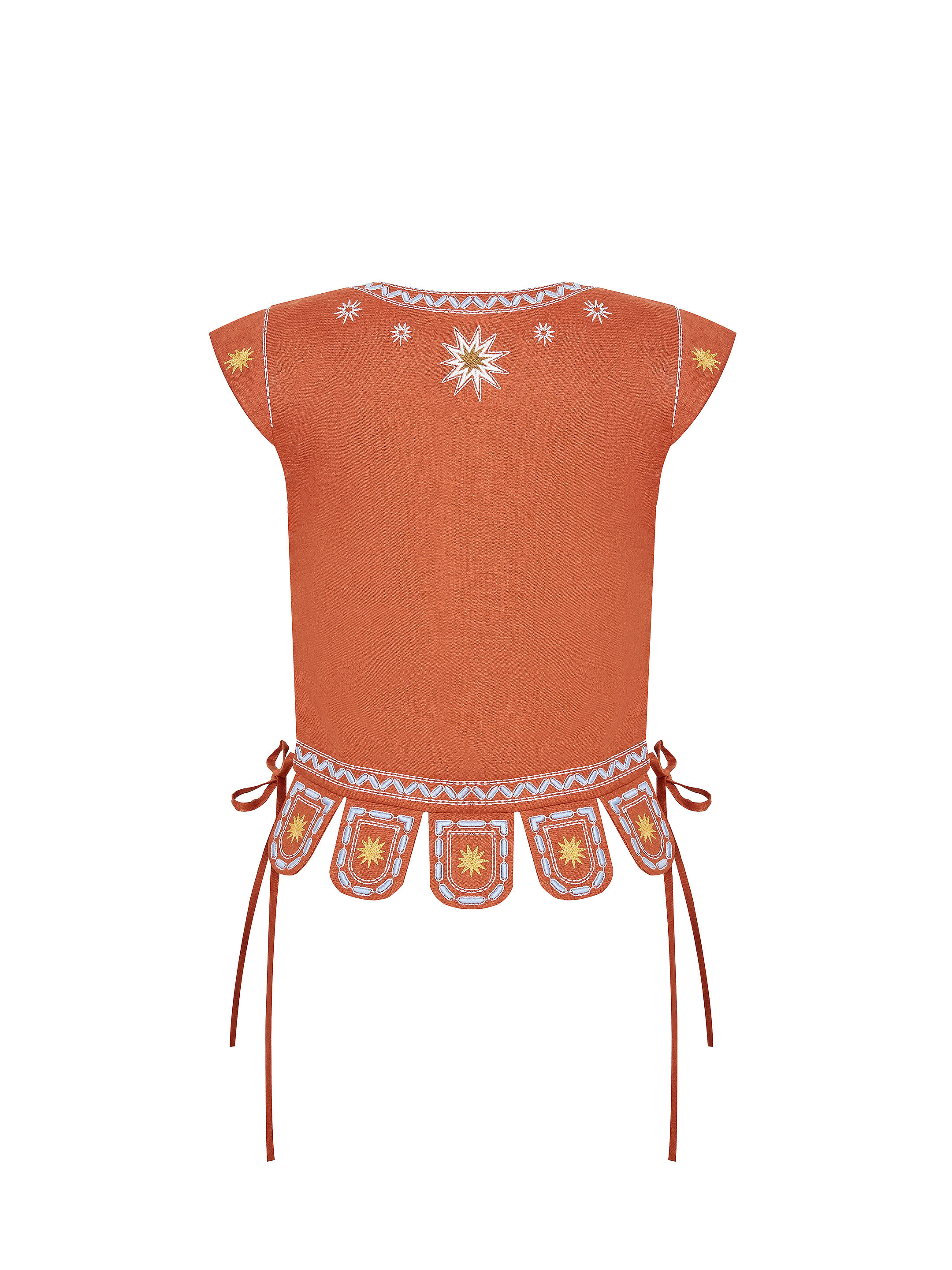 Terracotta linen embroidered vest "Adamant" sizes