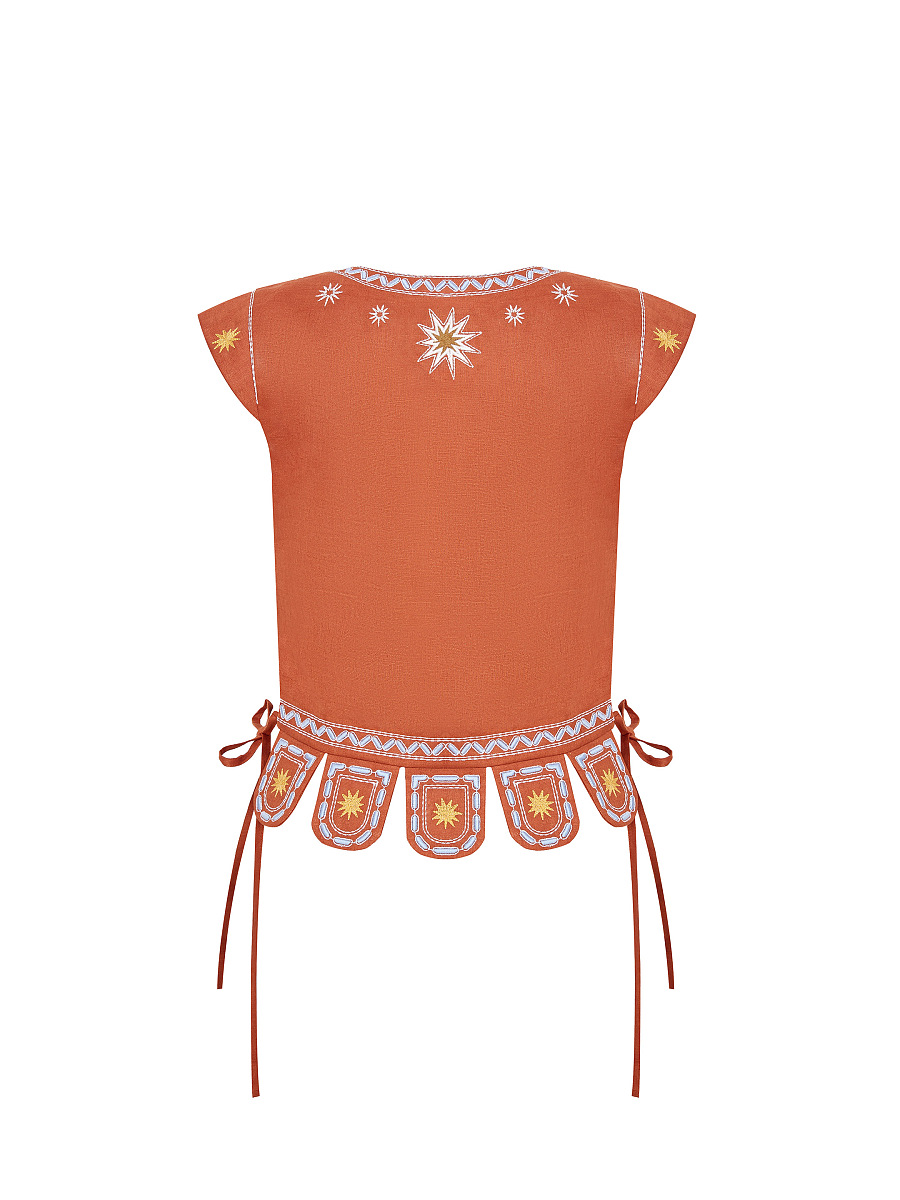Linen embroidered vest with ties Yaryna vest buy in Kyiv, price
