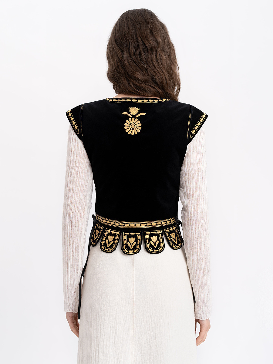 Embroidered vest in black "Velvet" [0]