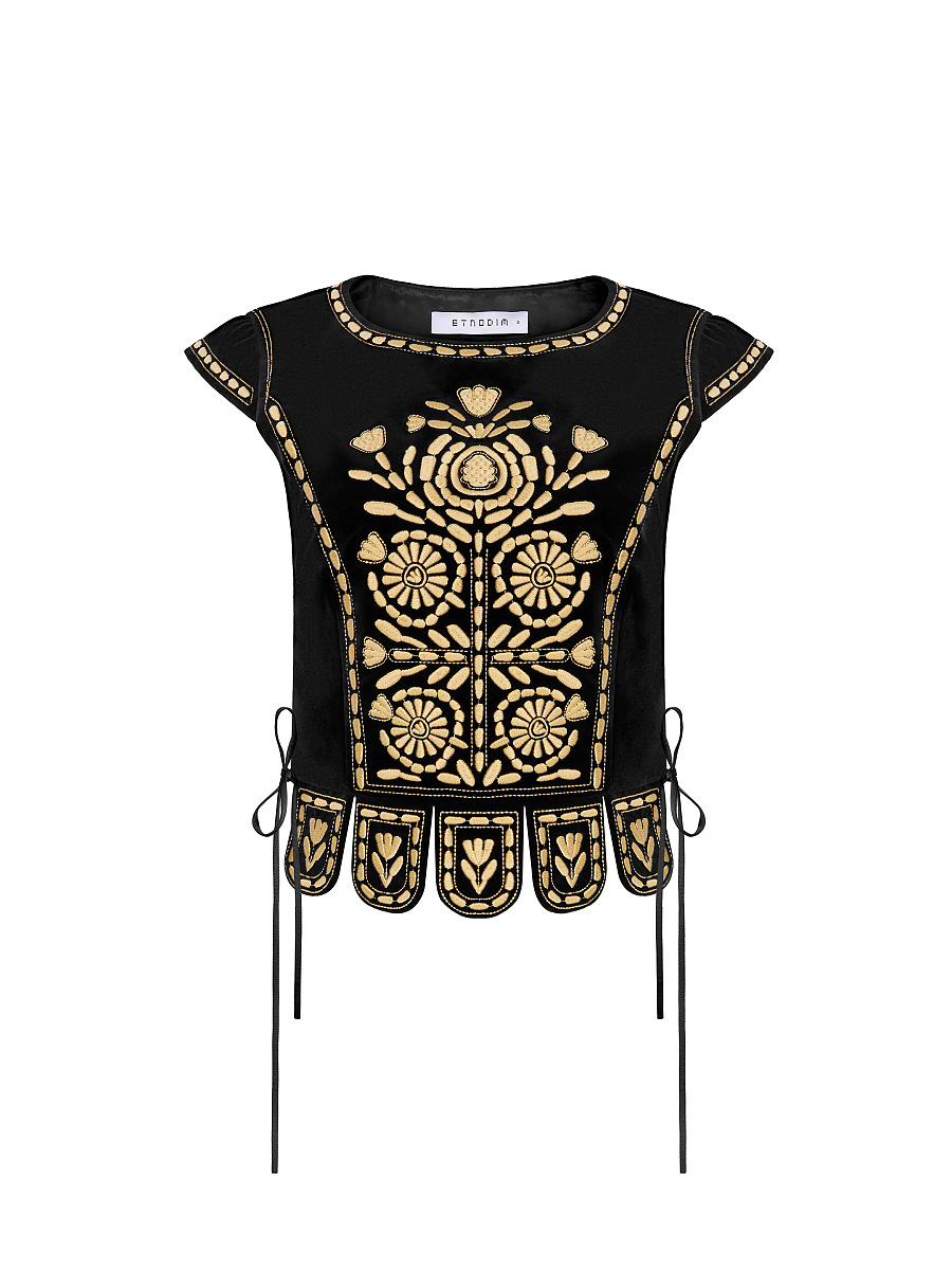 Embroidered vest in black "Velvet" [0]