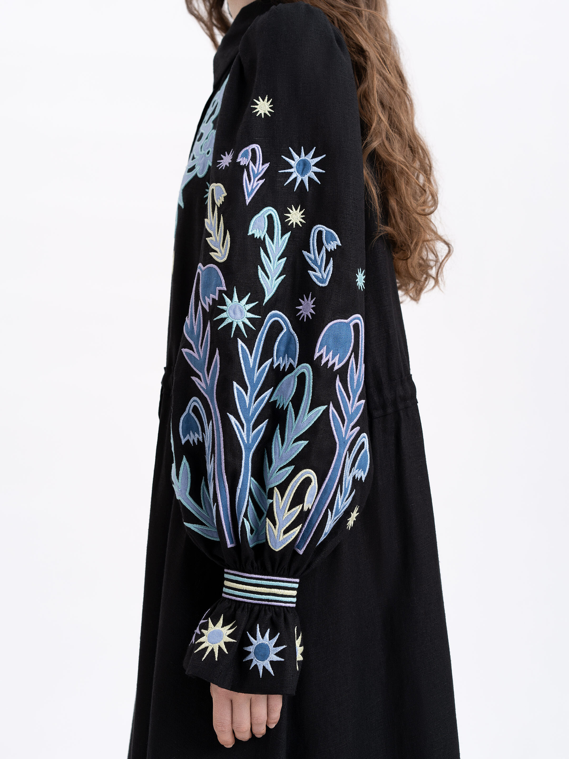 Long embroidered black dress "Pivnich" ціна