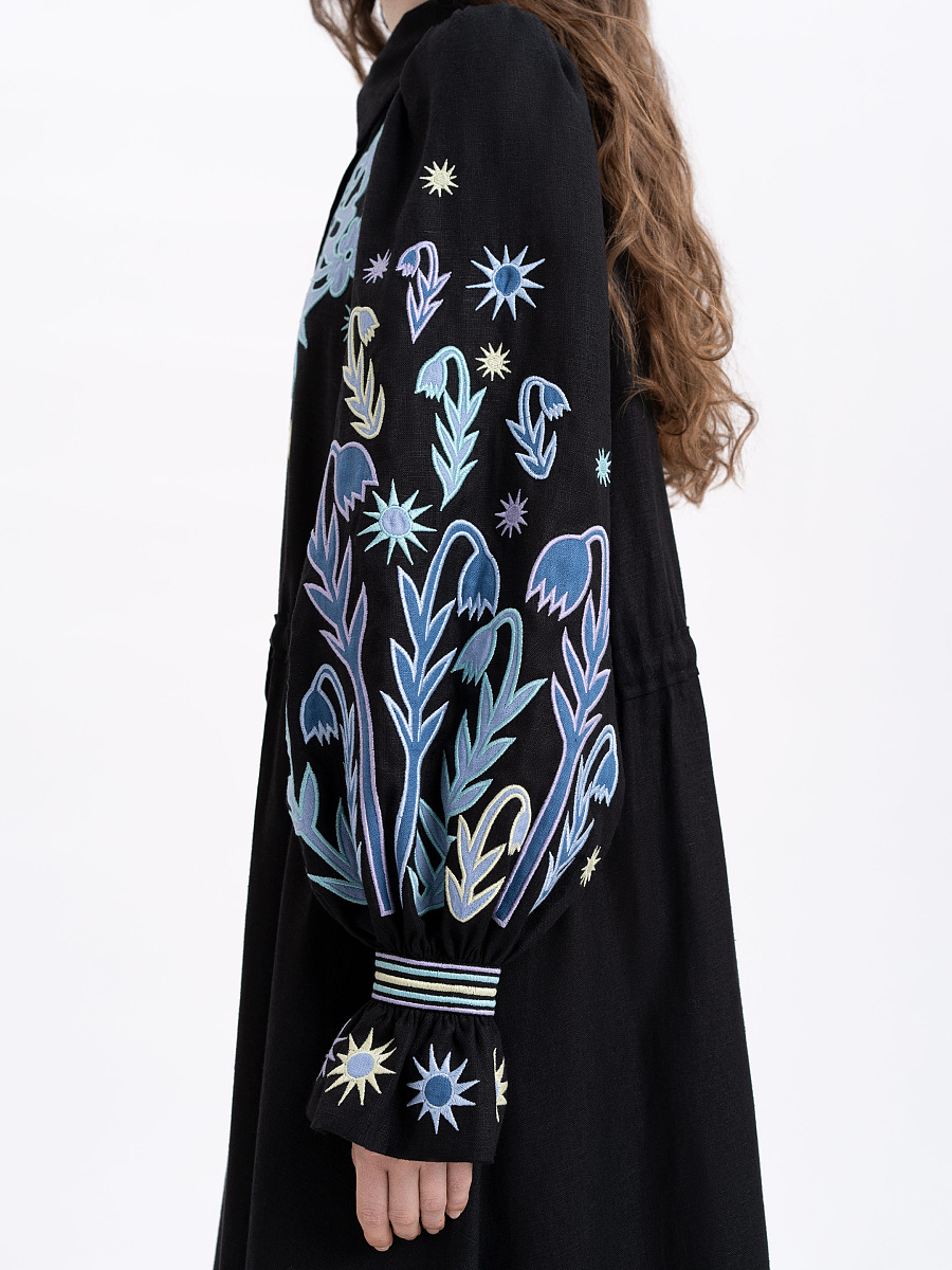 Long embroidered black dress "Pivnich" [0]