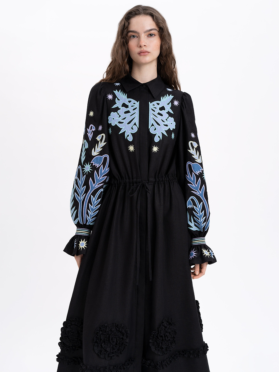 Long embroidered black dress "Pivnich" [0]